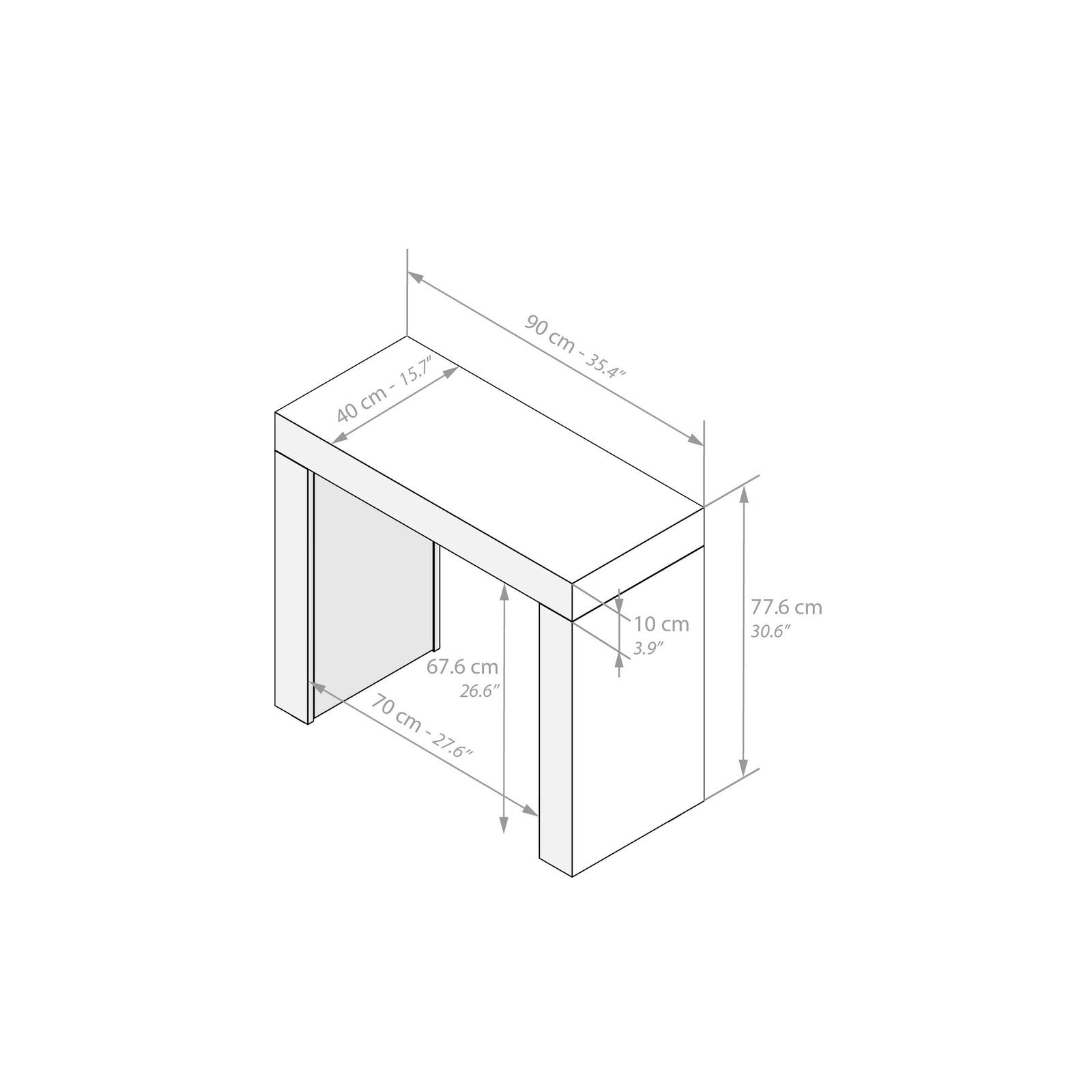 Consolle Ingresso Evolution 90x40, Noce Scuro - Immagine tecnica 1