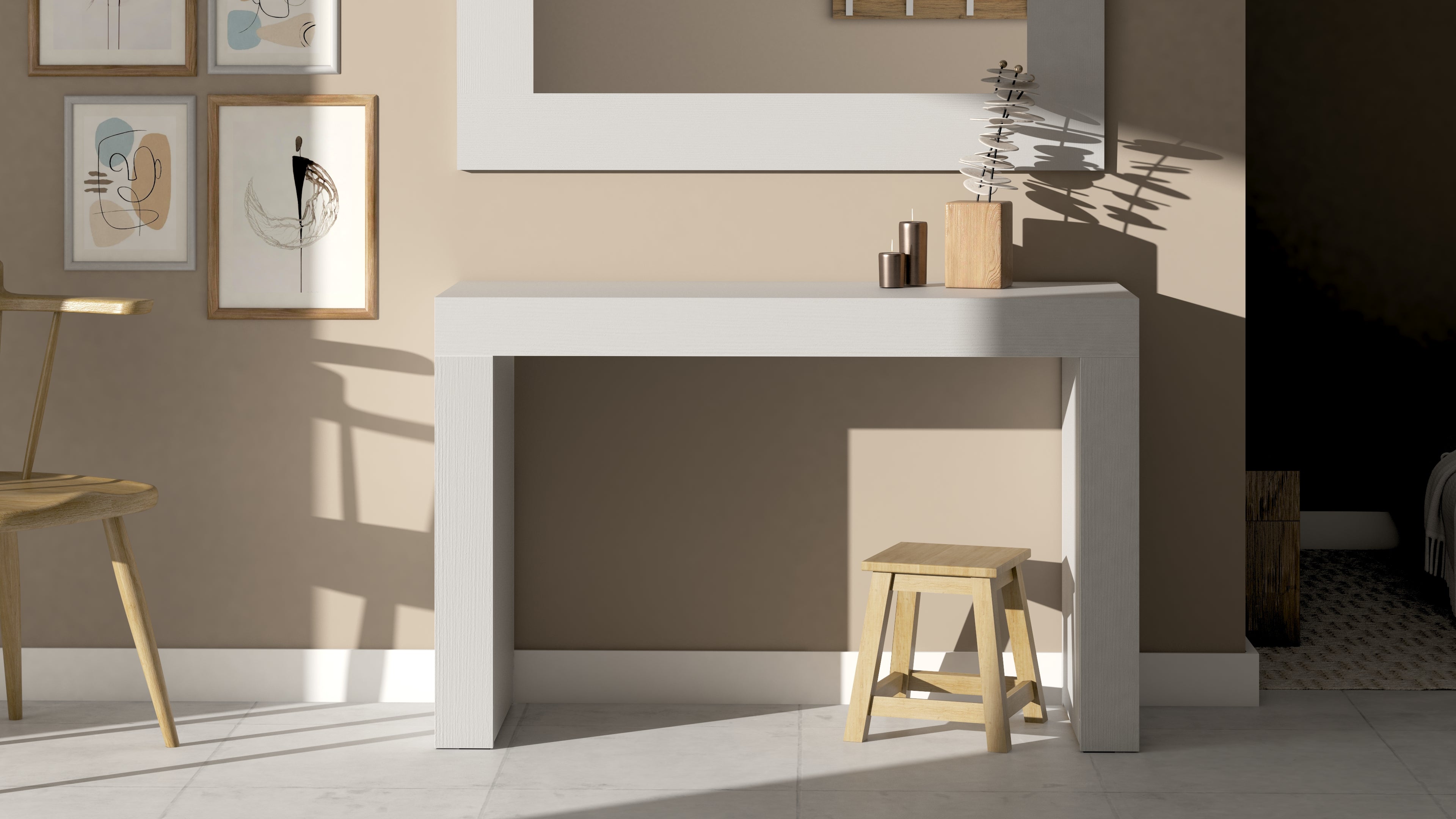 Consolle Ingresso Evolution 120x40, Grigio Cemento - Immagine ambientata 1