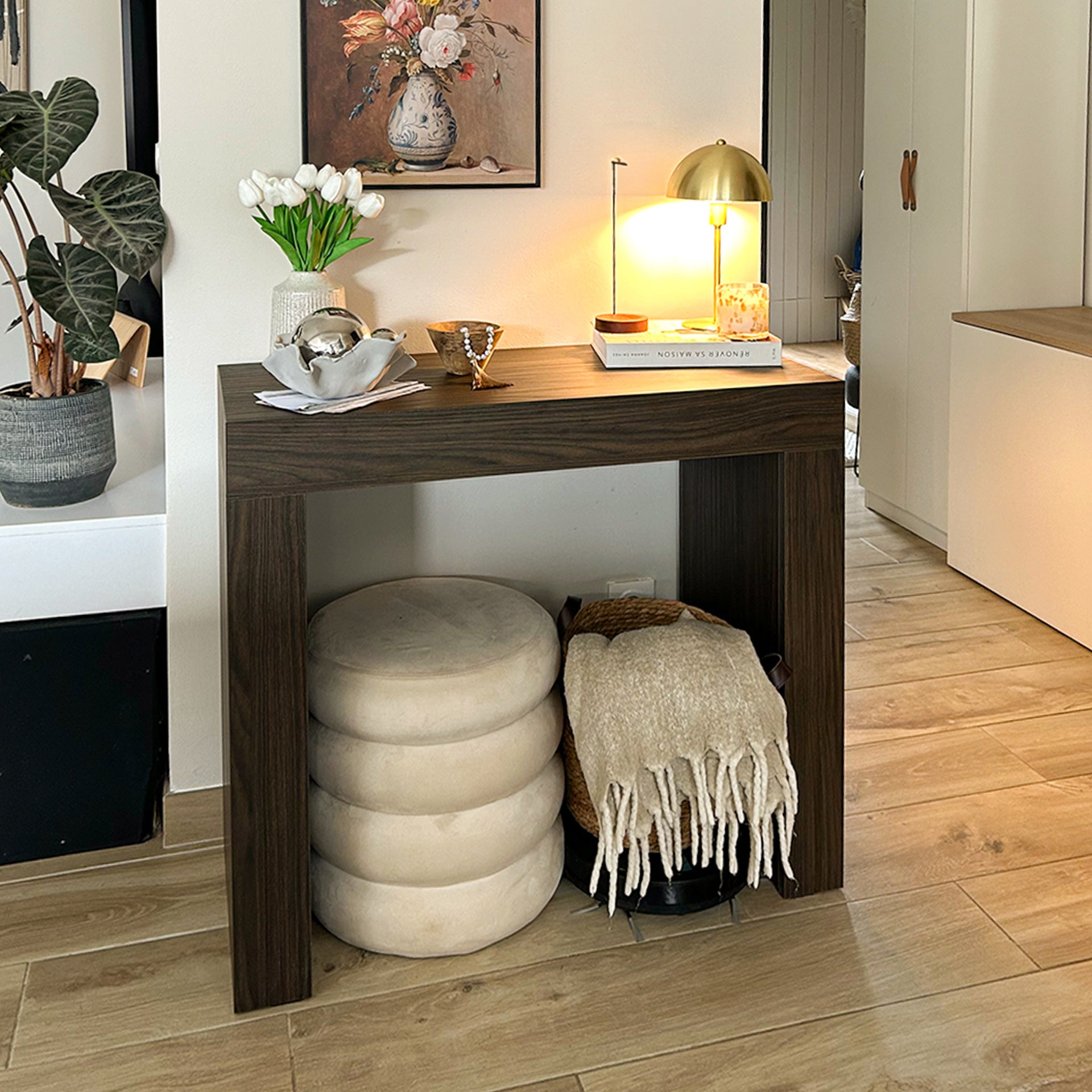 Consolle Ingresso Evolution 90x40, Noce Scuro - Immagine ambientata 1