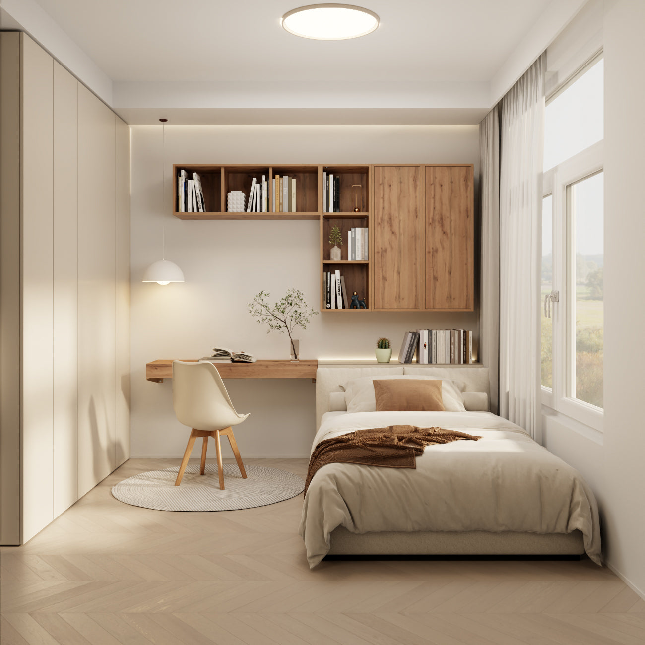 Scrivania sospesa a muro Evolution 90x40, Rovere Rustico - Immagine ambientata 1