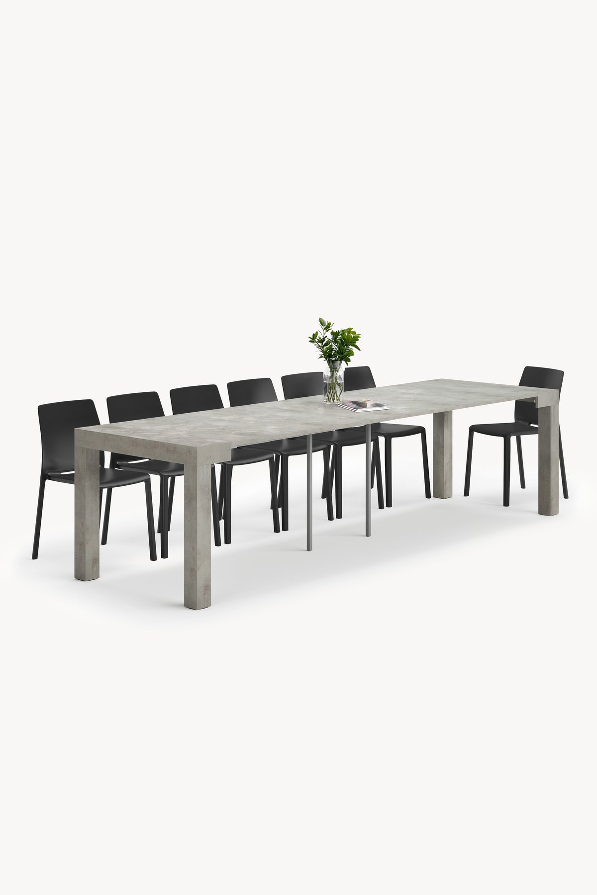 First, Extendable Console Table, 45(310)x80 cm, Concrete Grey Effect - Main image
