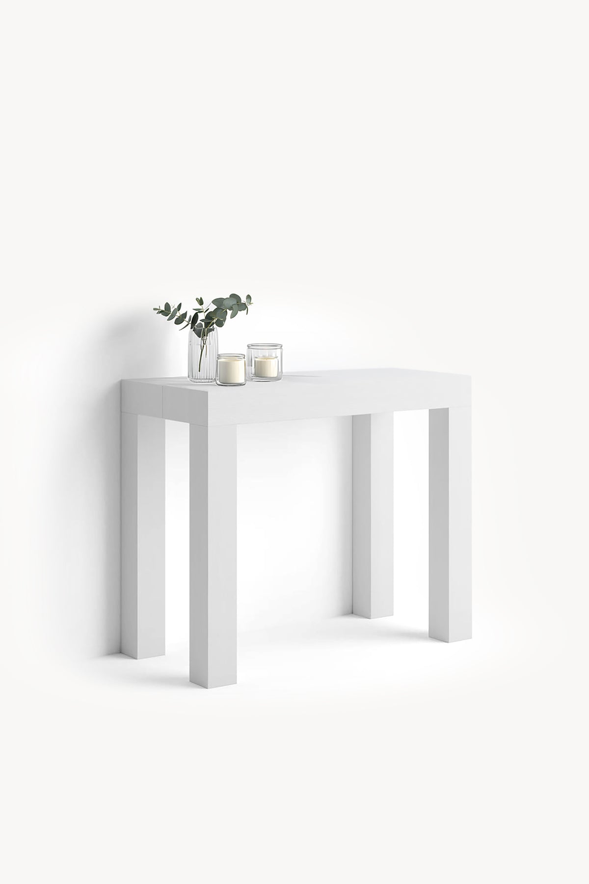 First, Extendable Console Table, 45(310)x80 cm, White Ash