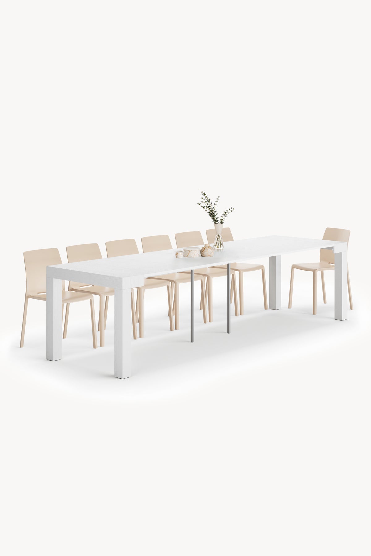First, Extendable Console Table, 45(310)x80 cm, White Ash