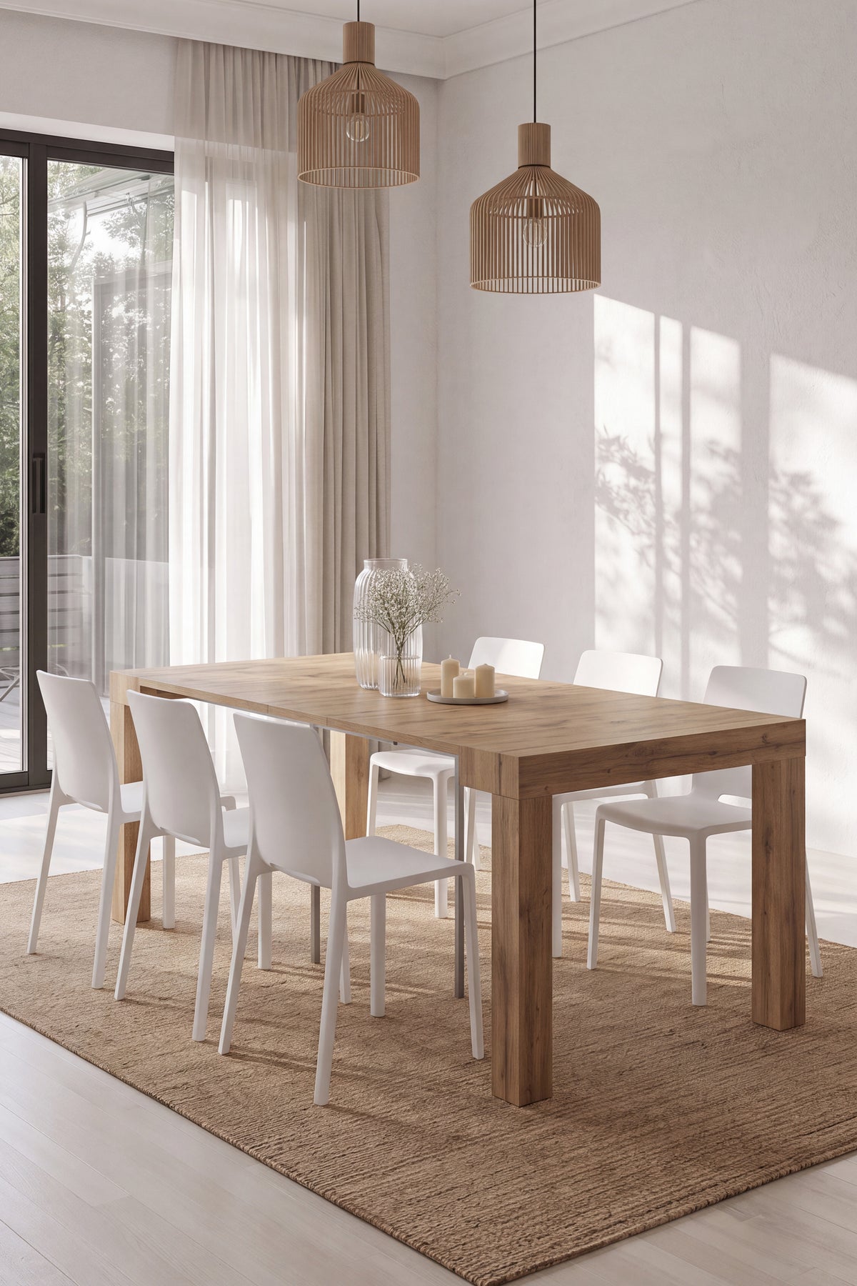 Console extensible First, 45(310)x80 cm, Bois rustique - Image d’ensemble 2