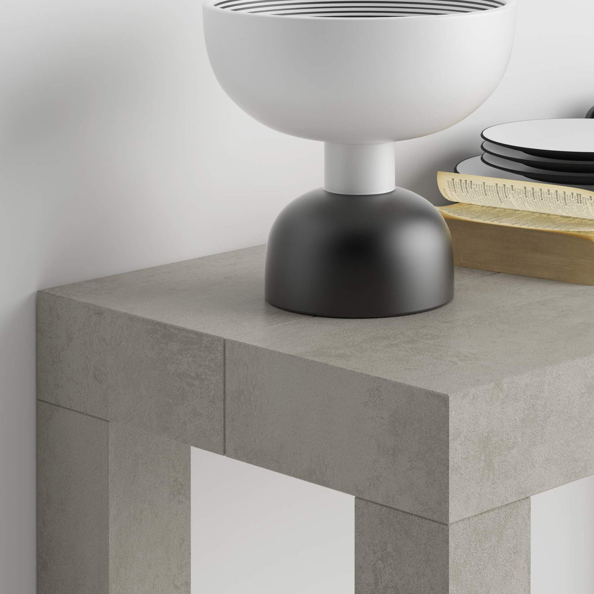 Mesa consola extensible First, 45(305)x90 cm, color Cemento gris