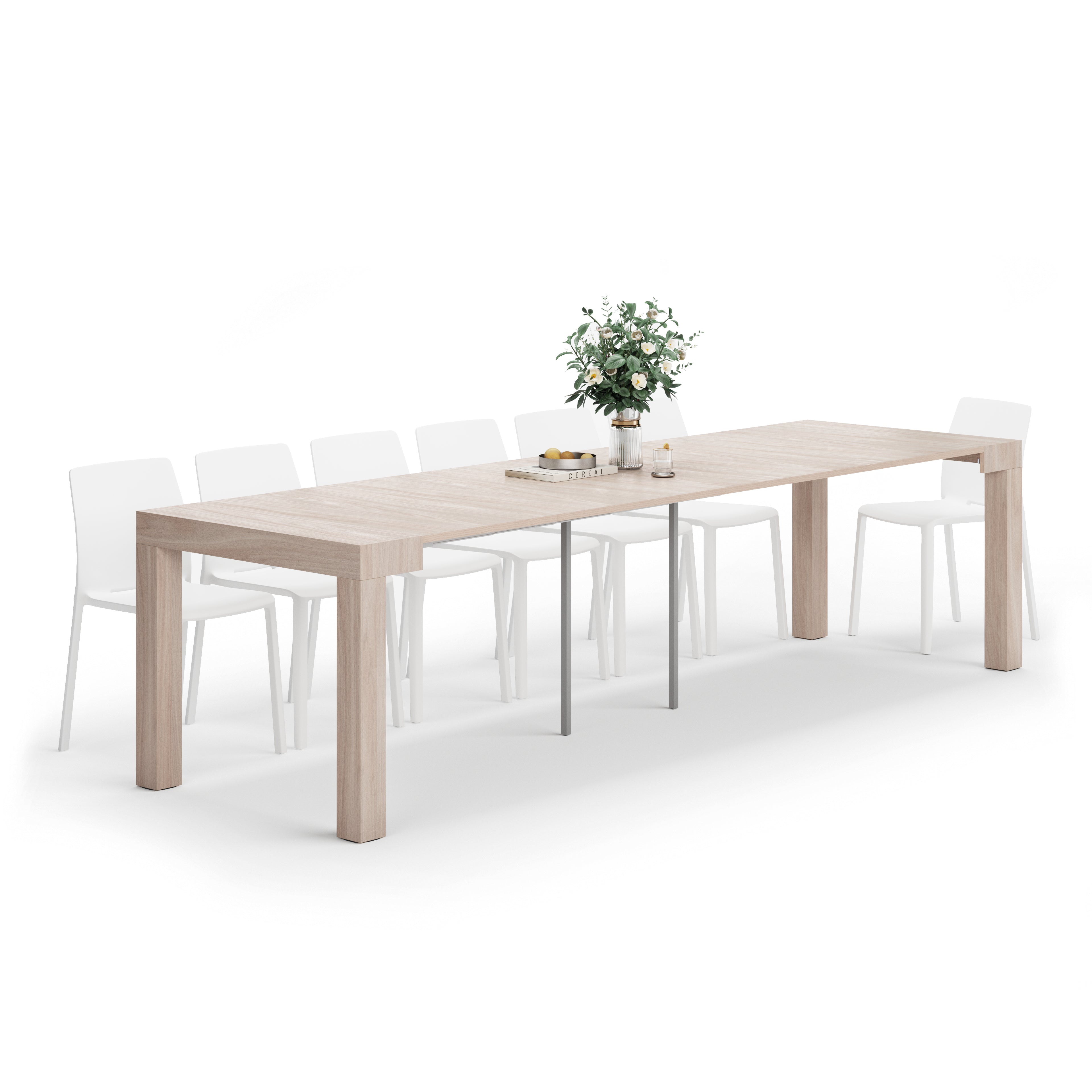 Table Console extensible First, 45(305)x90 cm, Orme Perle - Main image