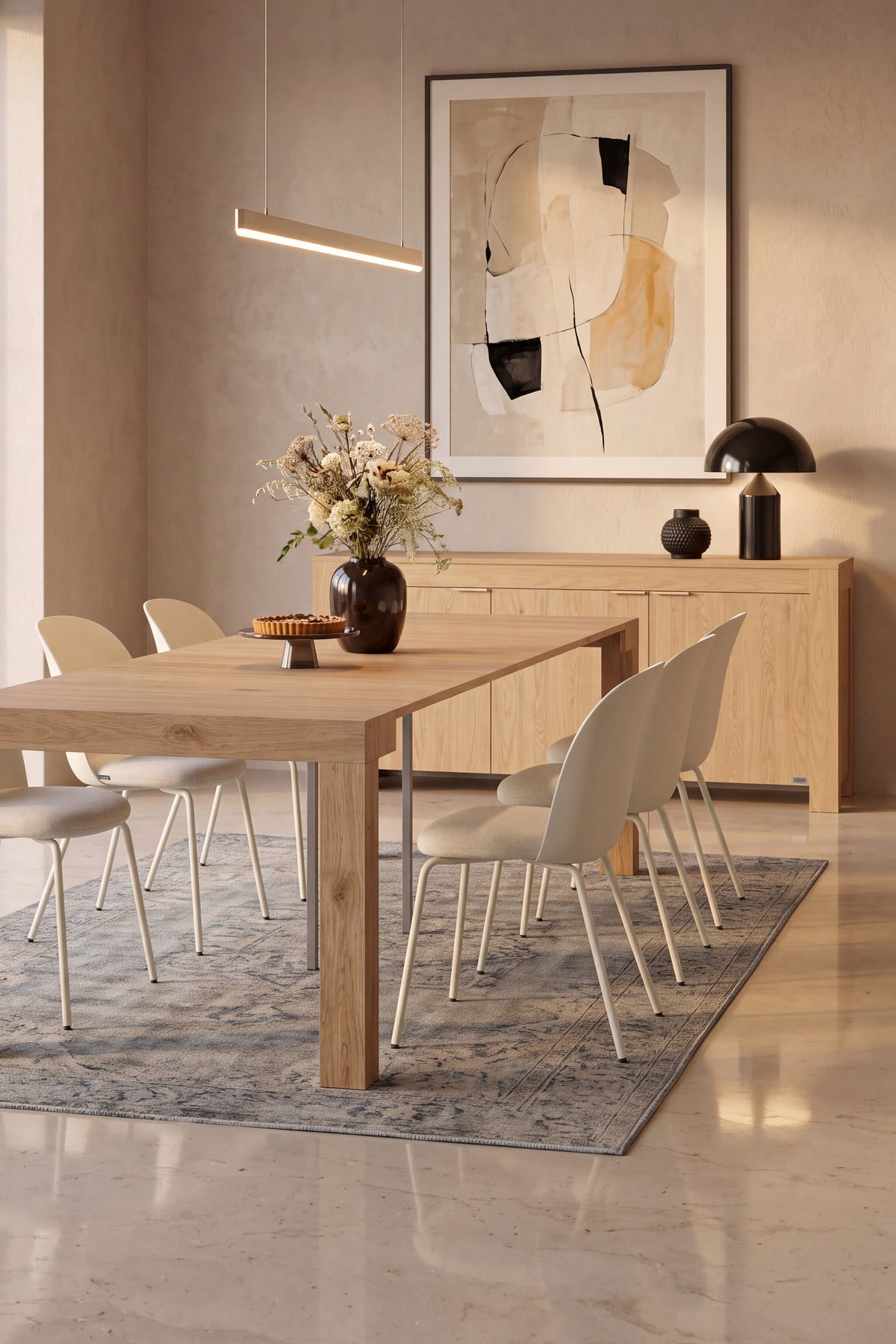 Table Console extensible First, 45(310)x90 cm, Chêne Clair - Image d’ensemble 1