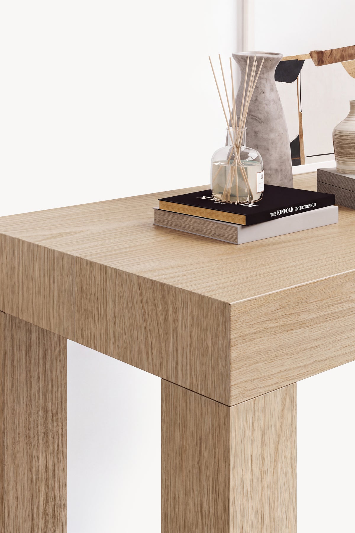 Tavolo Consolle Allungabile First, 45(310)x90 cm, Rovere Naturale - Immagine dettaglio 2