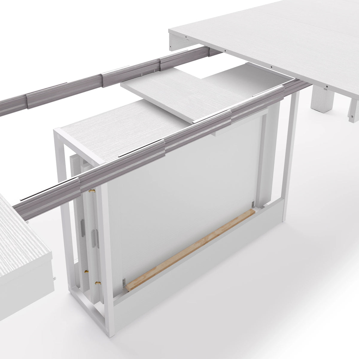 Rachele Extendable Console Table 46(306)x90 cm, 2 Extendable Benches 67,5(292)x35 cm, Ashwood White - Detail image 6