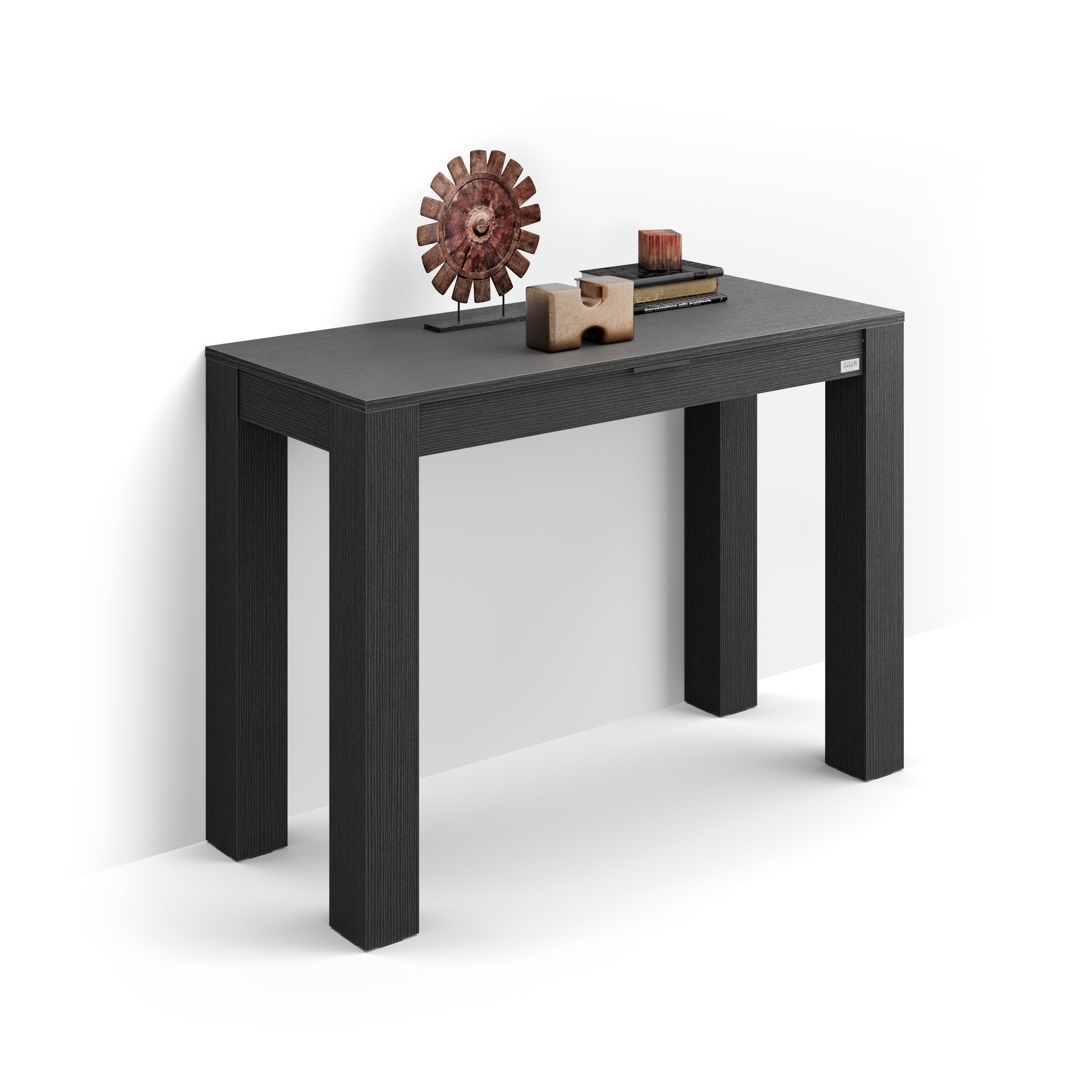 Console d'entrée avec tiroir Rachele, 115x45 cm, Frêne Noir