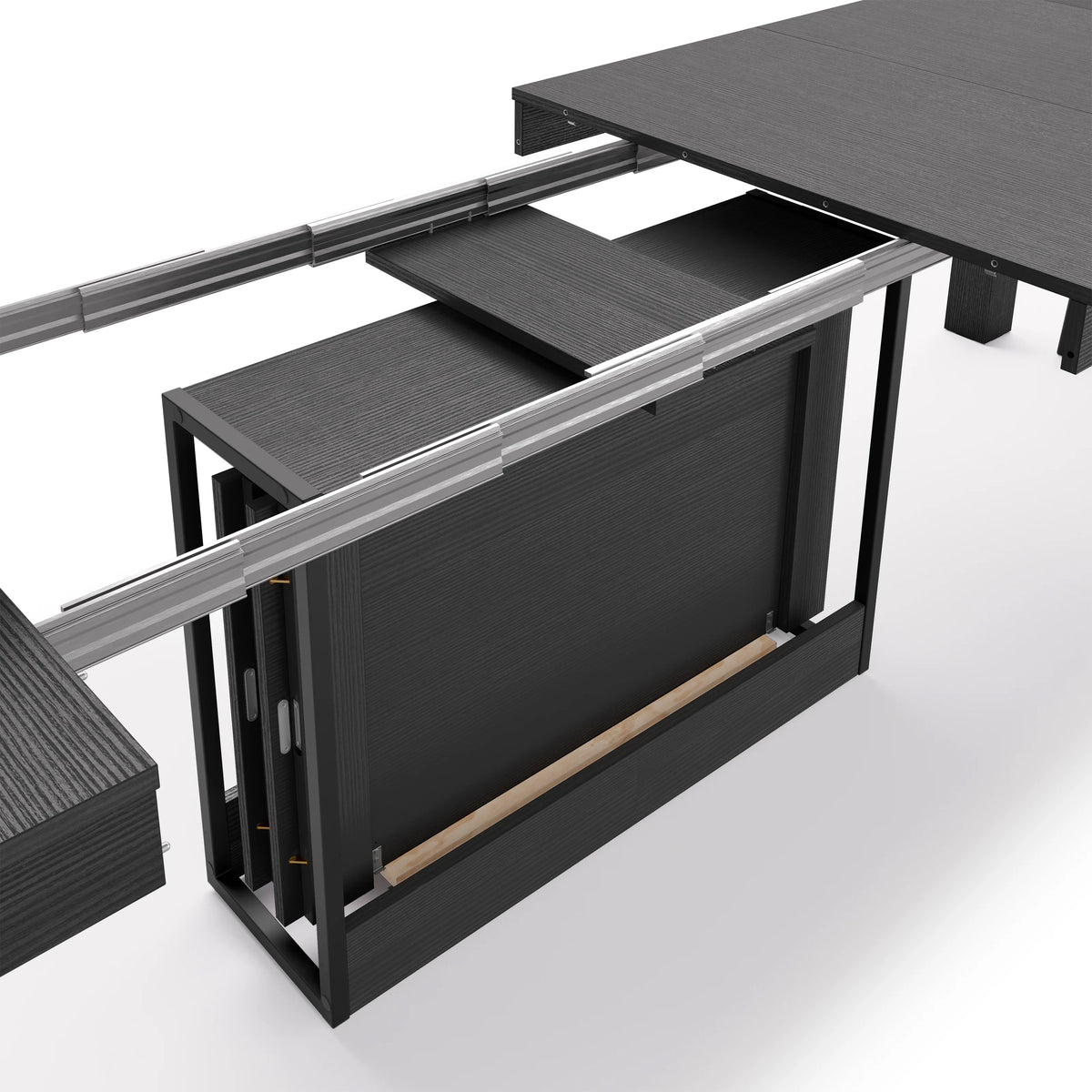 Extendable Console Table with extension leaves holder, Rachele, 45(306)x 90 cm, Ashwood Black - Detail image 2