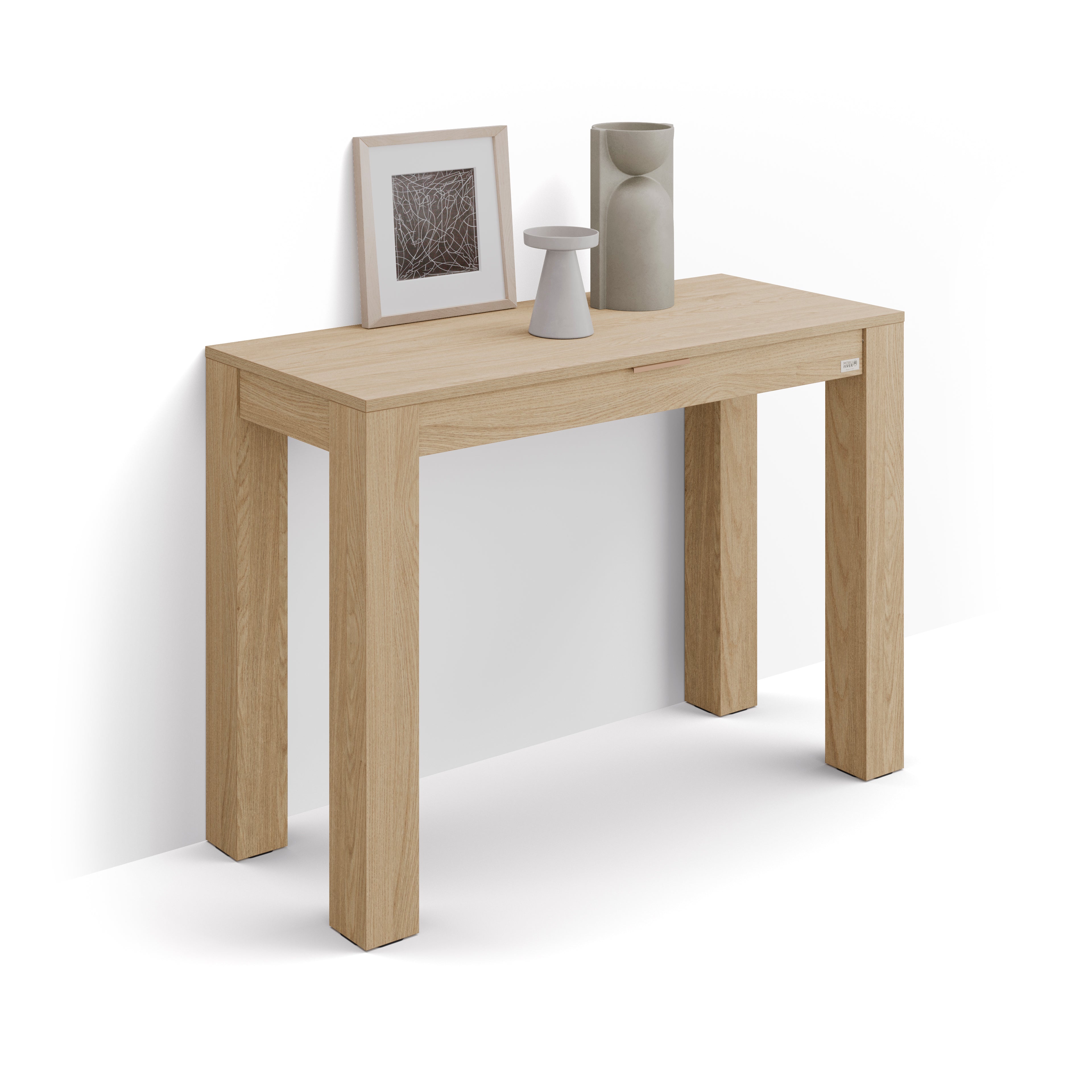 Console d'entrée avec tiroir Rachele, 115x45 cm, Chêne Clair
