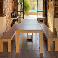 Rachele Extendable Console Table 46(306)x90 cm, 2 Extendable Benches 67,5(292)x35 cm, Light Oak