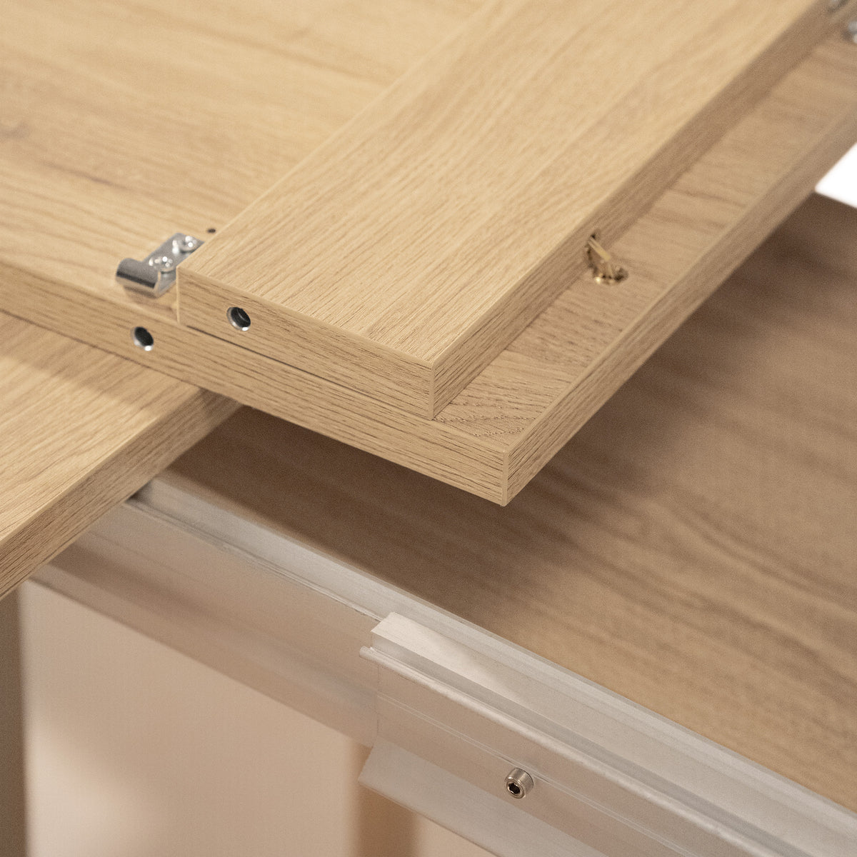 Extendable Console Table with extension leaves holder, Rachele, 45(306)x 90 cm, Light Oak - Detail image 4