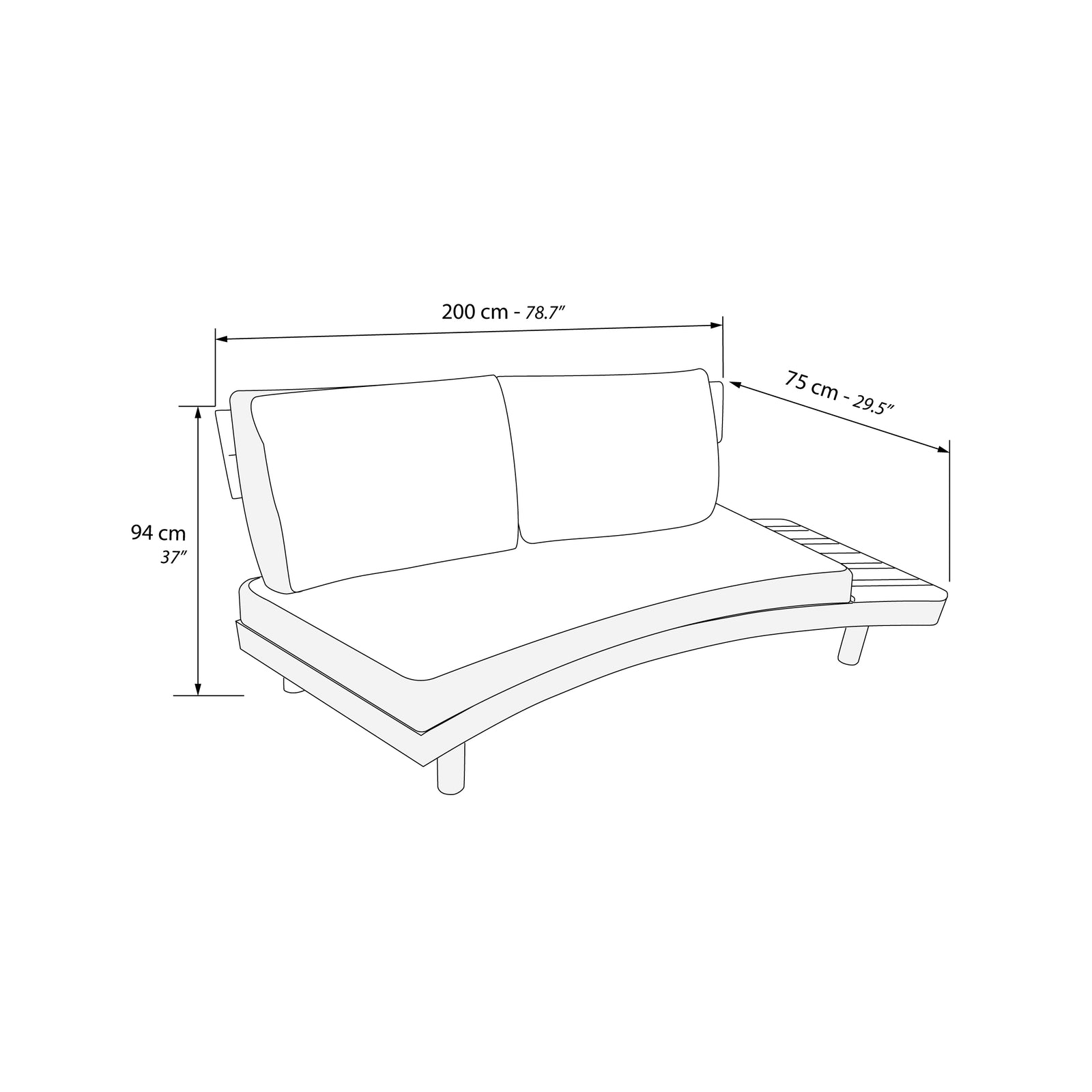 Gartenwohnzimmer mit 2 Sofas und 3 Beistelltischen, Arya, Beige und Teak - Immagine tecnica 2