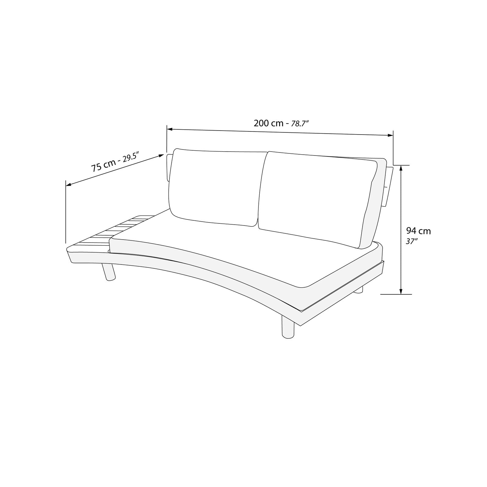 Gartenwohnzimmer mit 2 Sofas und 3 Beistelltischen, Arya, Beige und Teak - Immagine tecnica 3