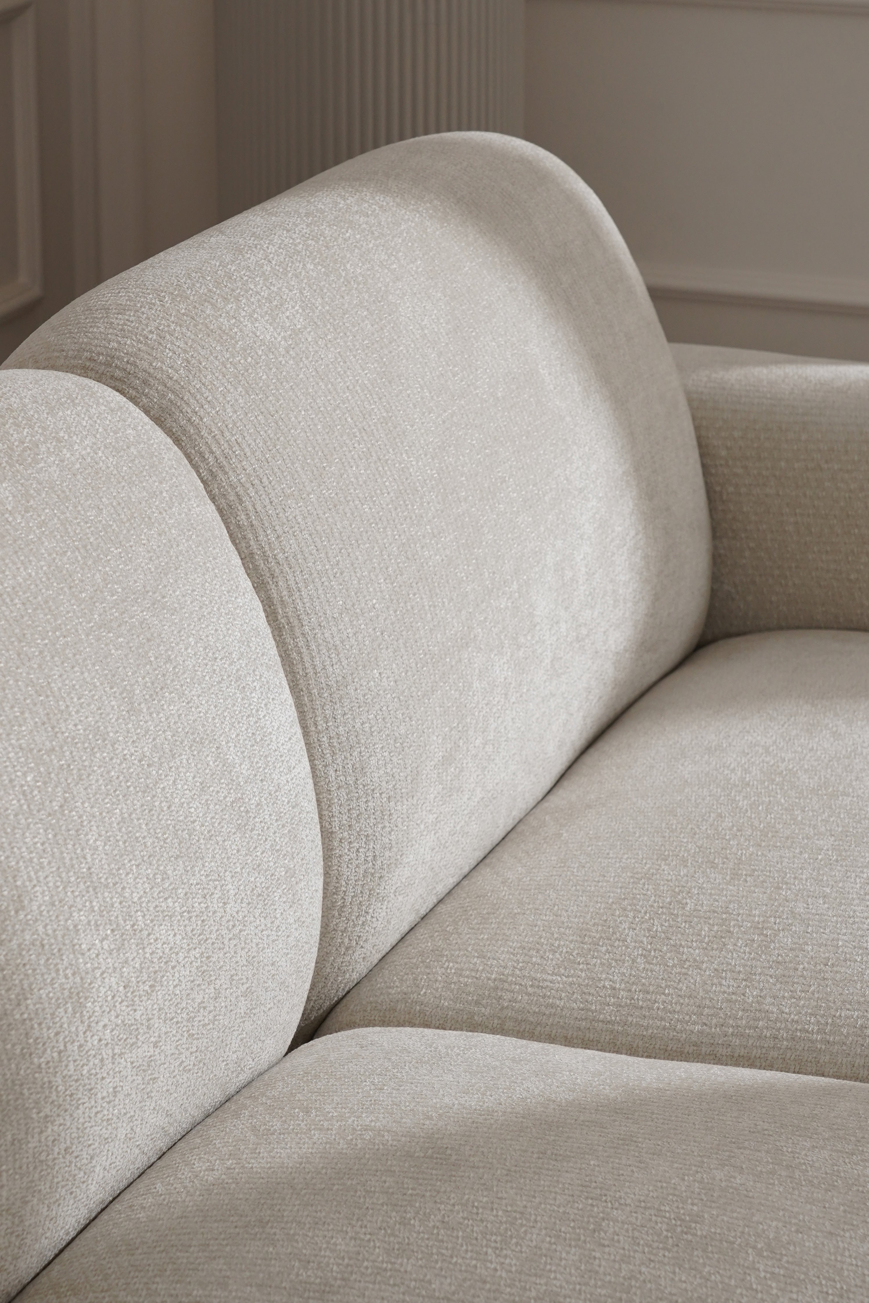 Canapé d'angle modulable Rossella 284x91 cm, Blanc Cendré - Image de détail 2