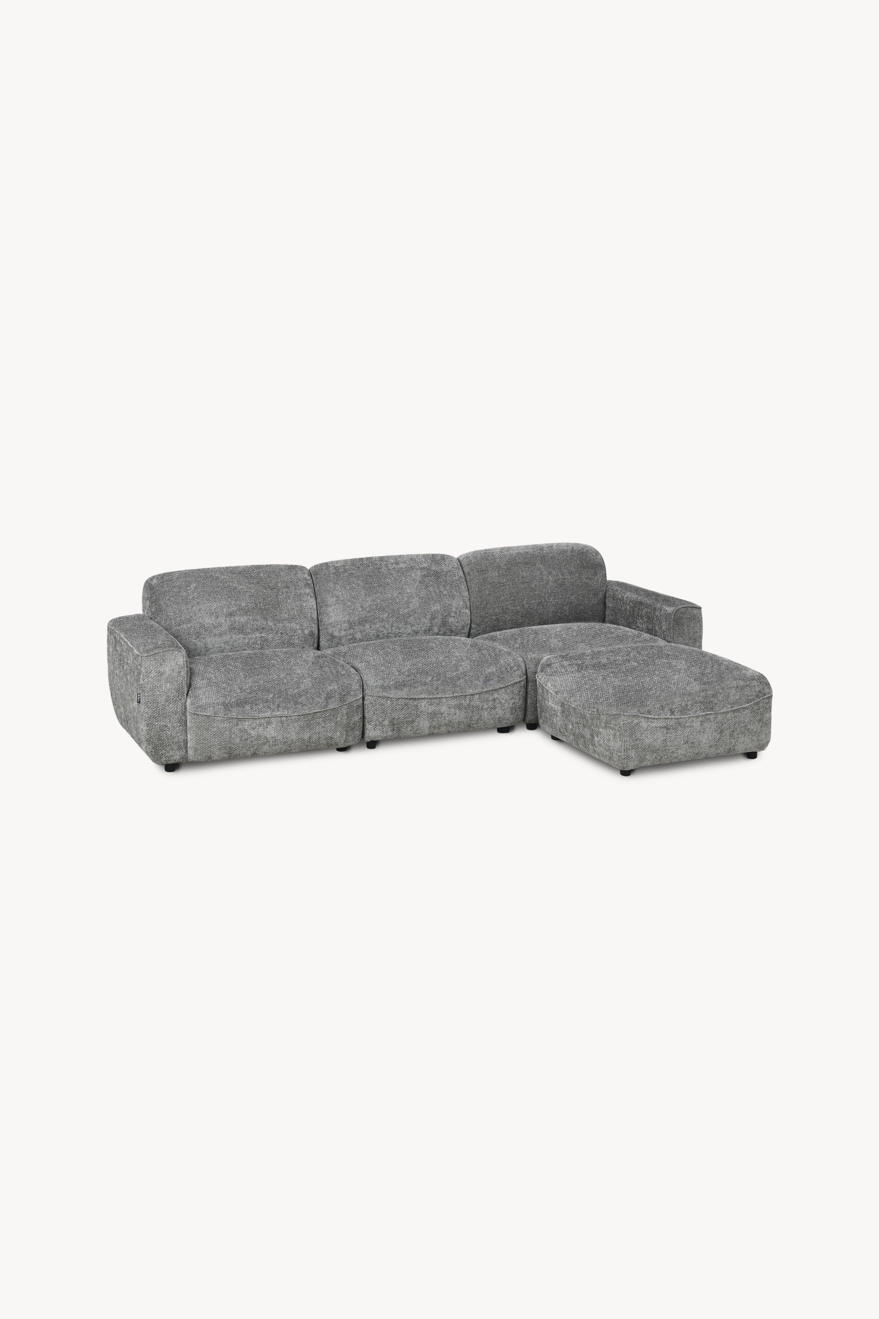 Canapé d'angle modulable Rossella 284x91 cm, Gris Pierre - Image de détail 6