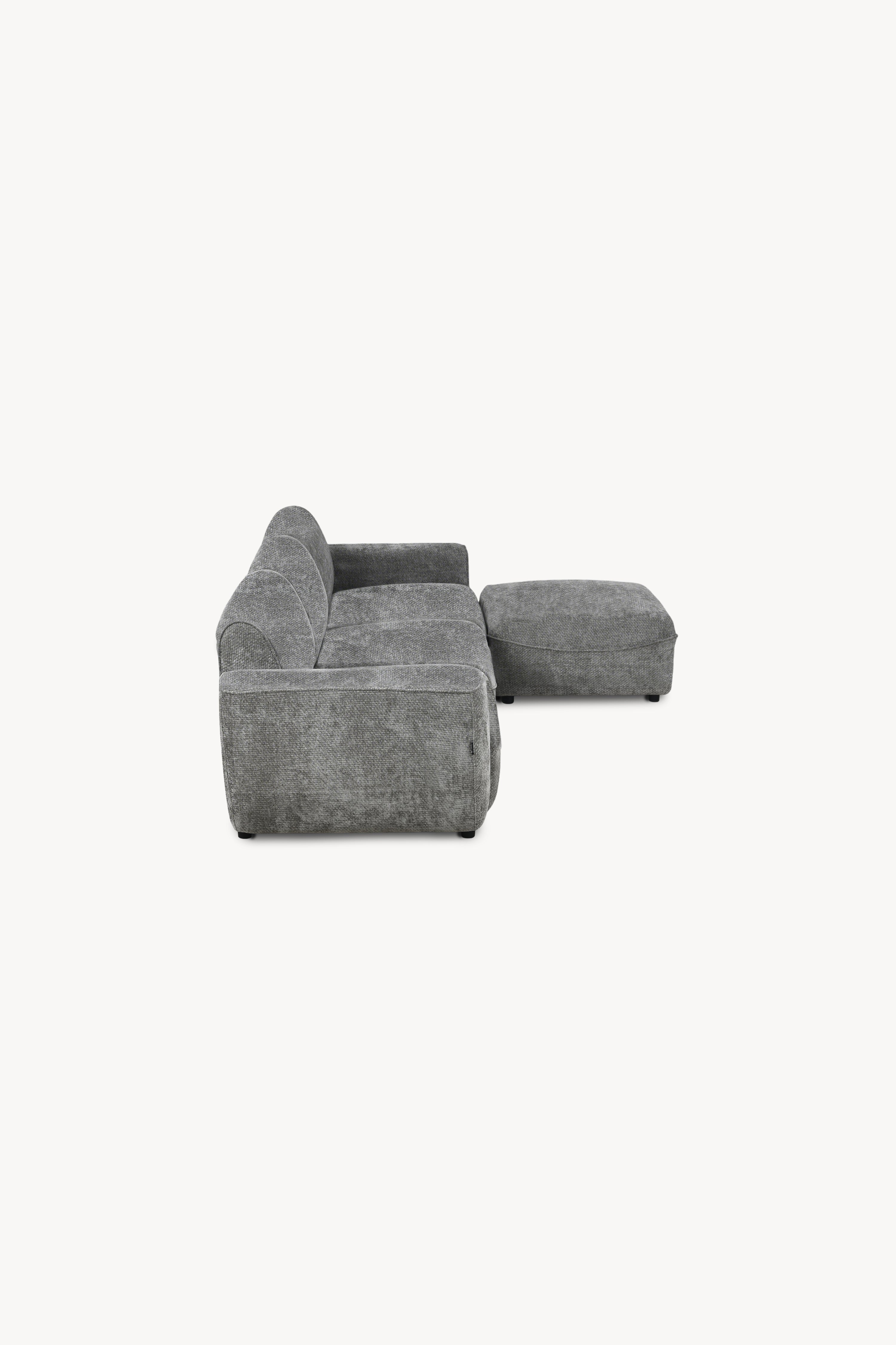Canapé d'angle modulable Rossella 284x91 cm, Gris Pierre - Image de détail 11