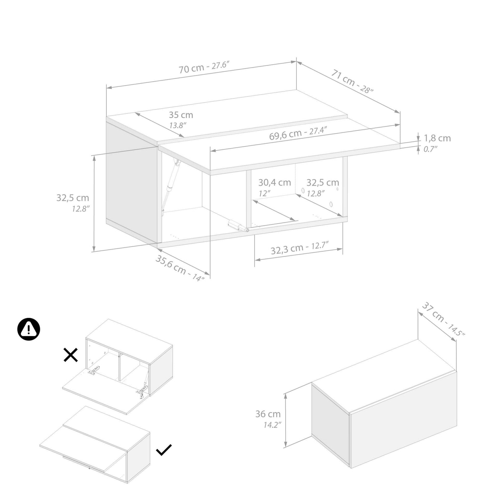 Wohnzimmerwand Easy 3, Eiche, 208x44x185 cm - Immagine tecnica 2