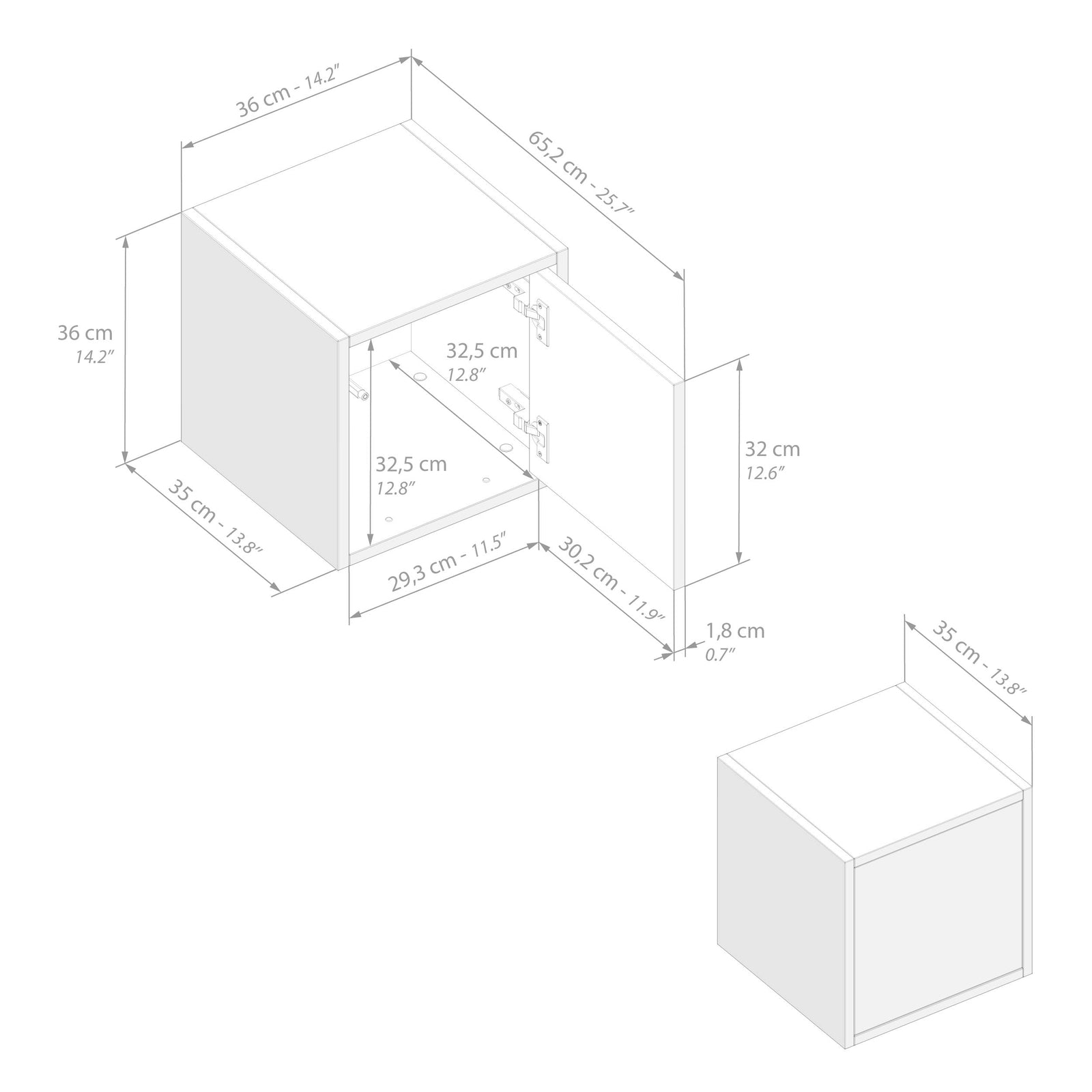 Hängeschrank Iacopo 36 mit Flügeltüre, Rustikale Eiche - Immagine tecnica 1