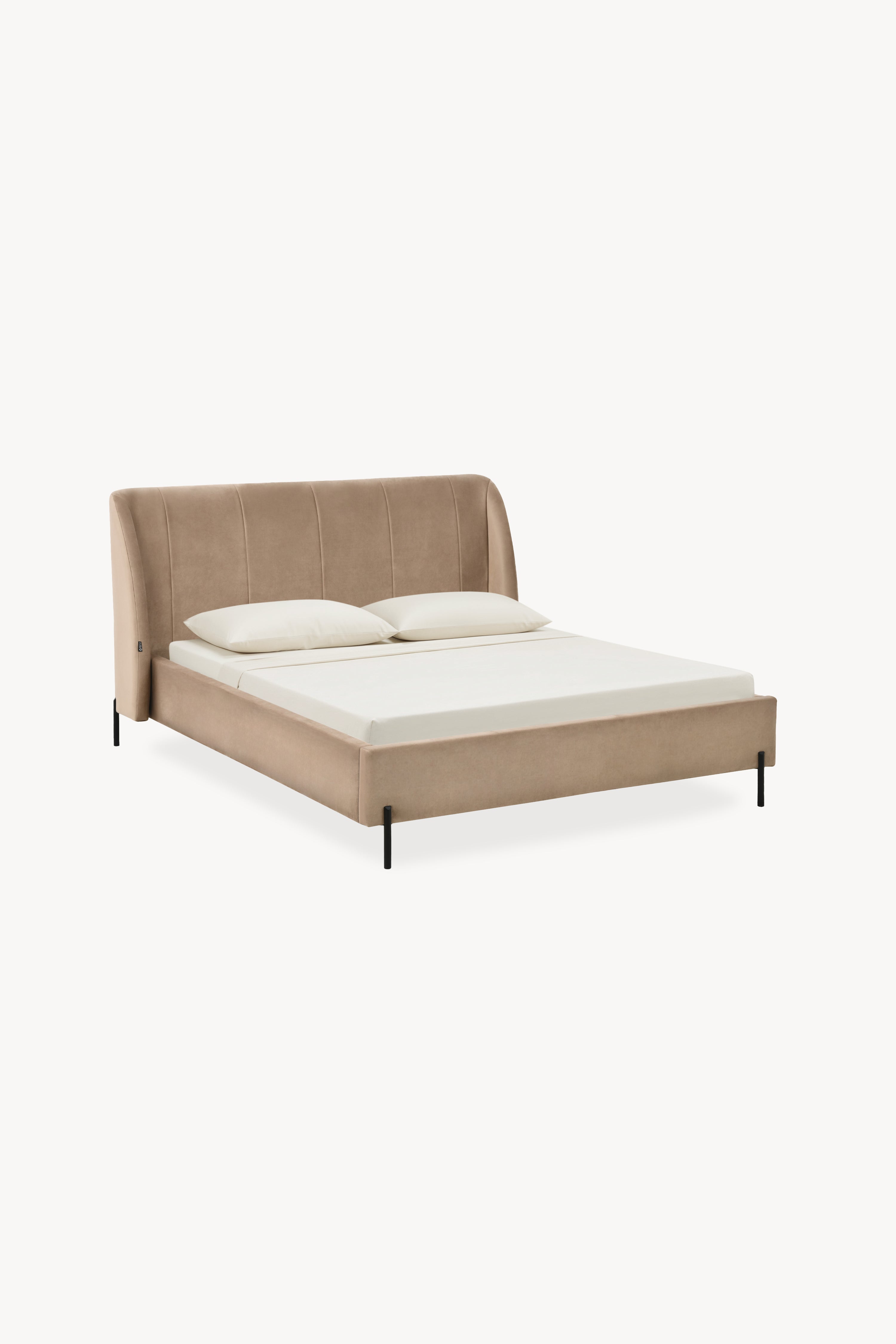 Lit queen size rembourré Greta 160x200 cm, Camel