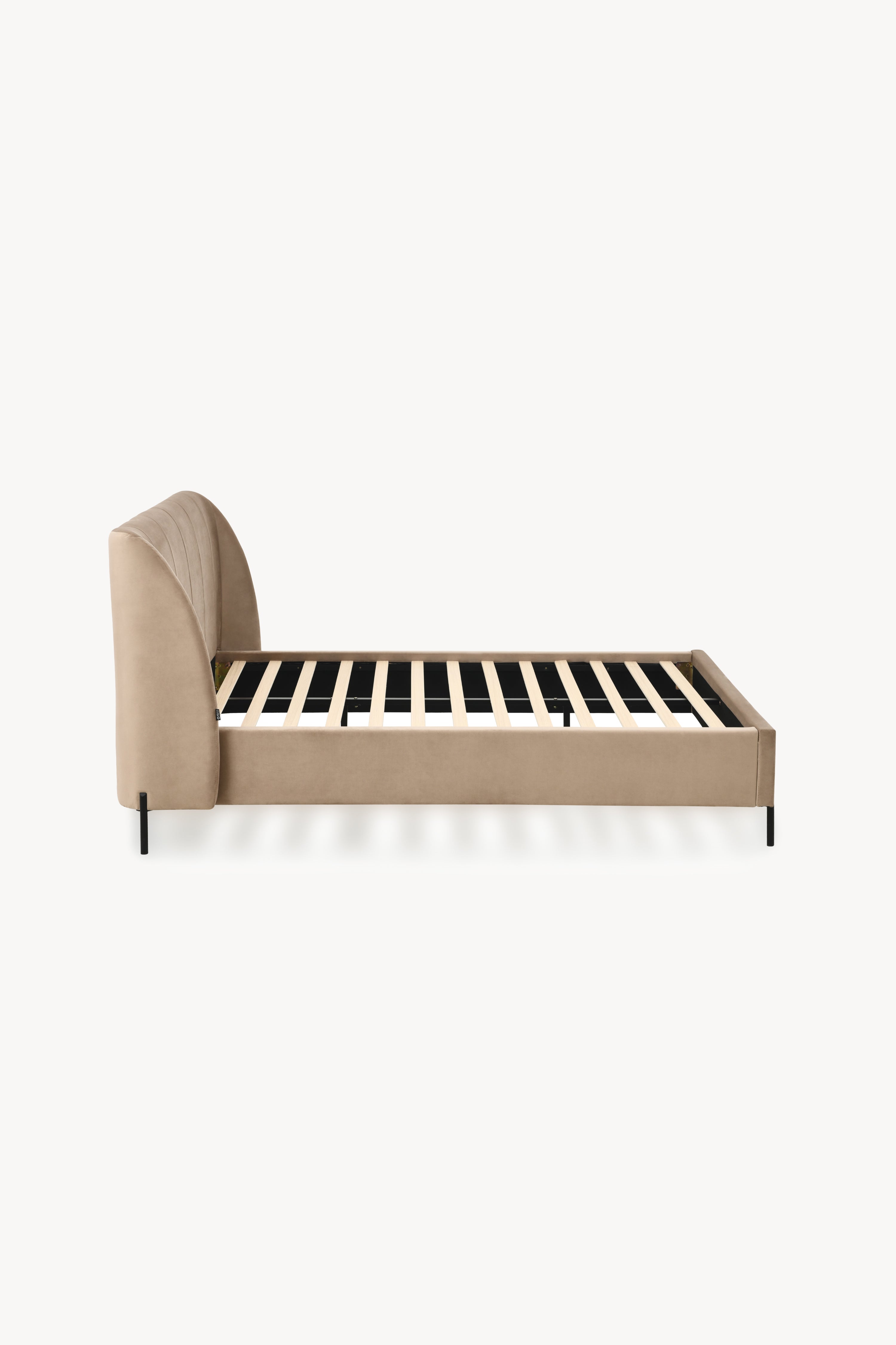 Lit double rembourré Greta pour matelas 160x200 cm, Camel - Image de détail 2