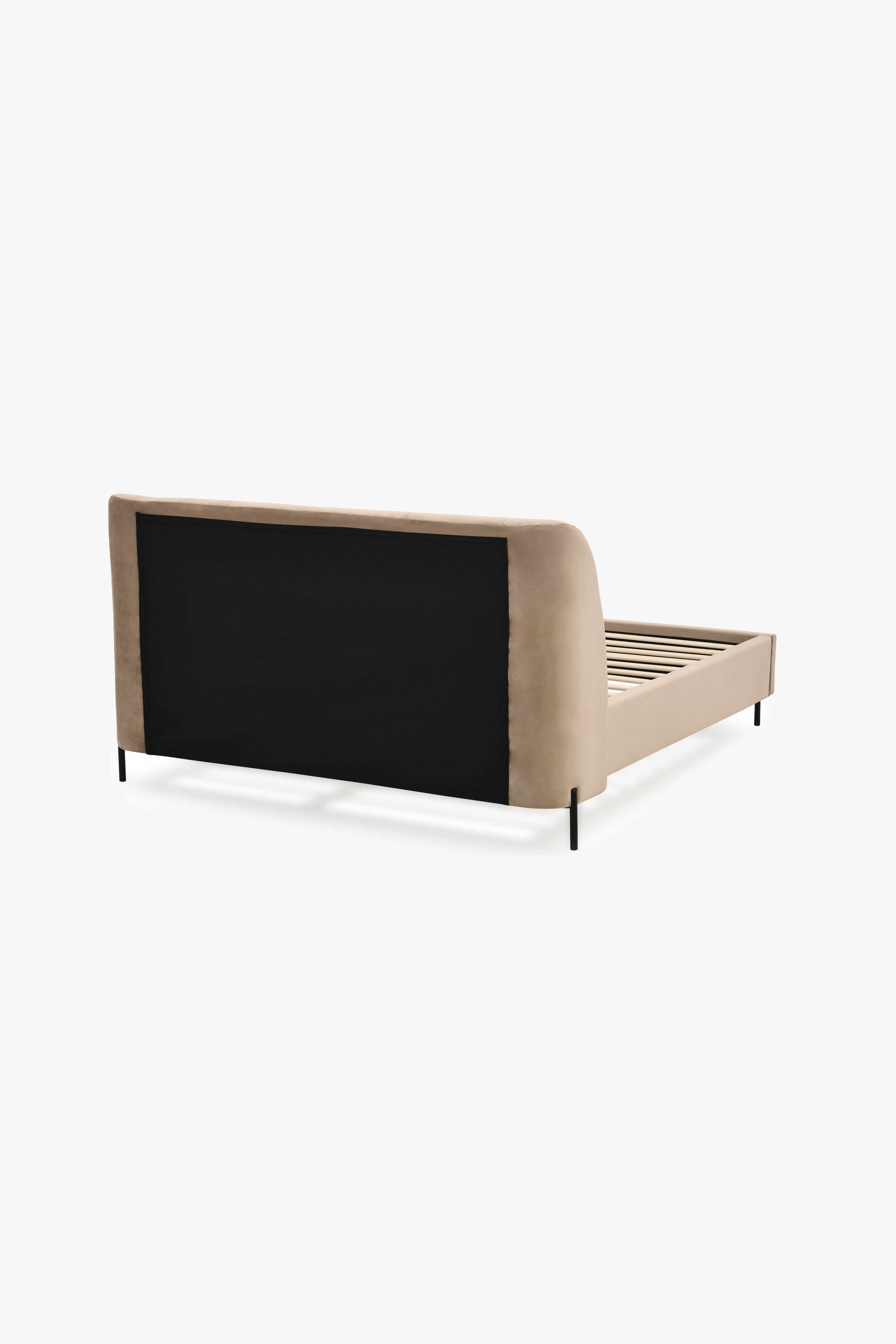 Greta upholstered double bed, 160x200 cm, Camel - Detail image 6