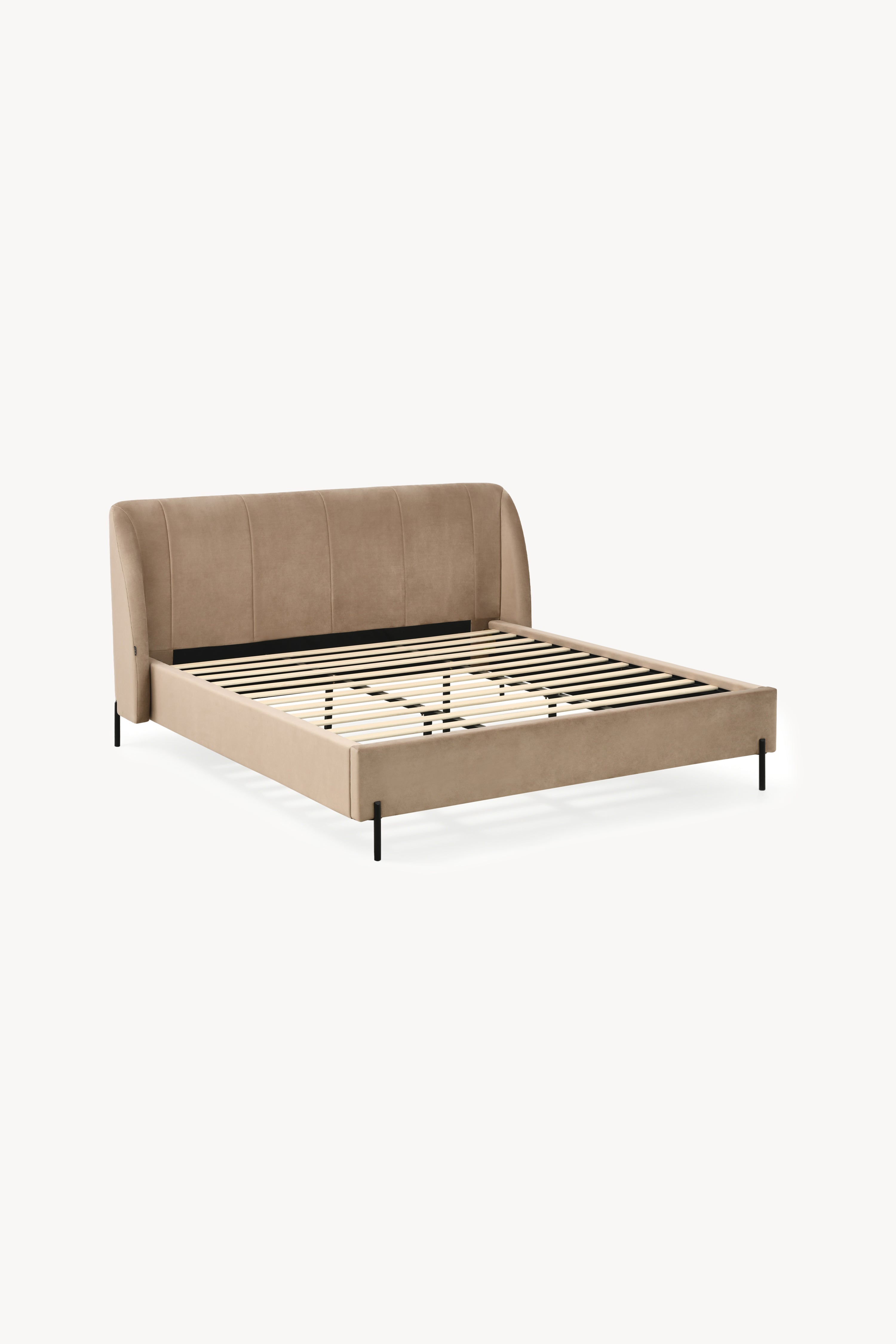Cama matrimonial tapizada Greta 180x200 cm, Camel