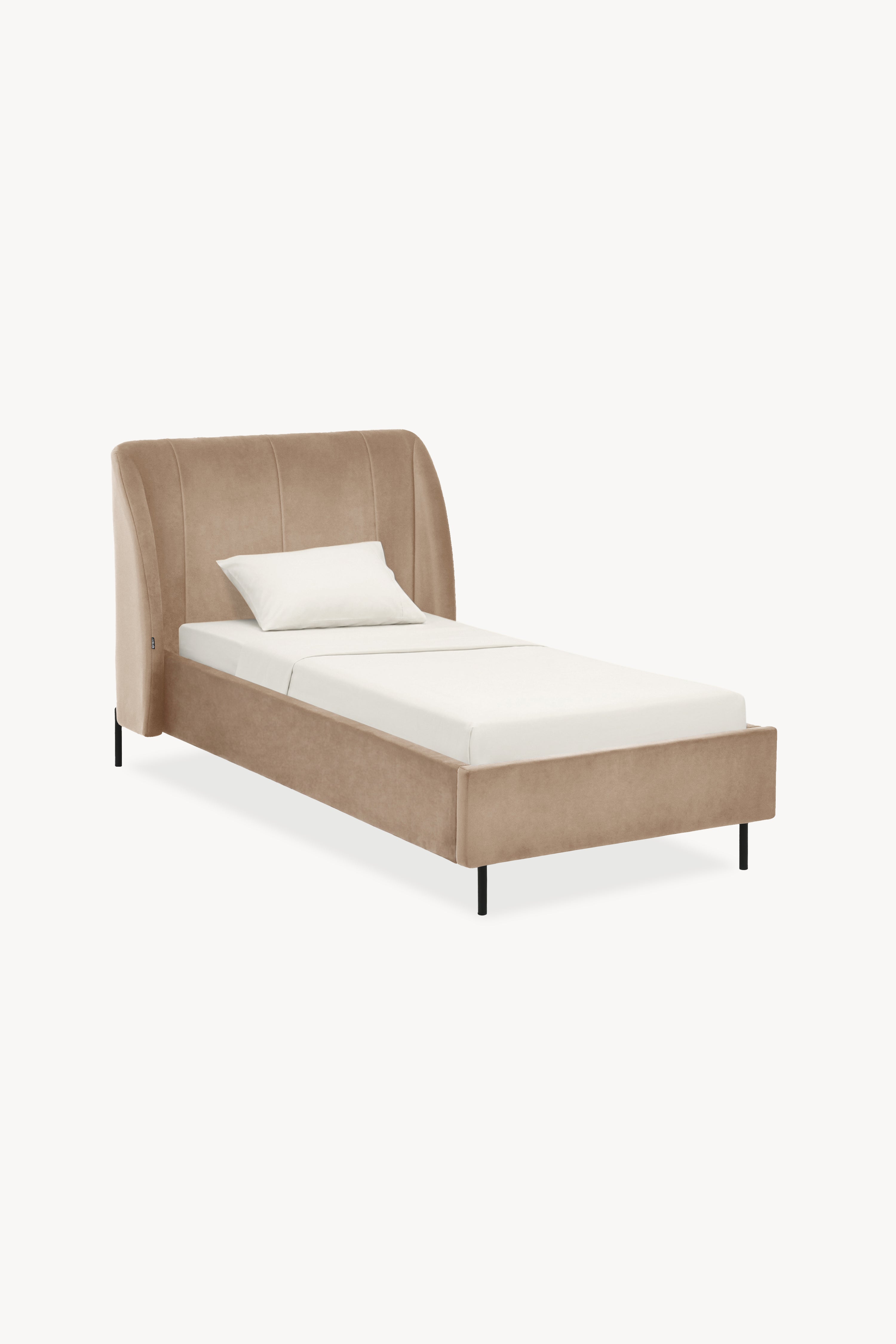 Lit simple rembourré Greta 90x200 cm, Camel