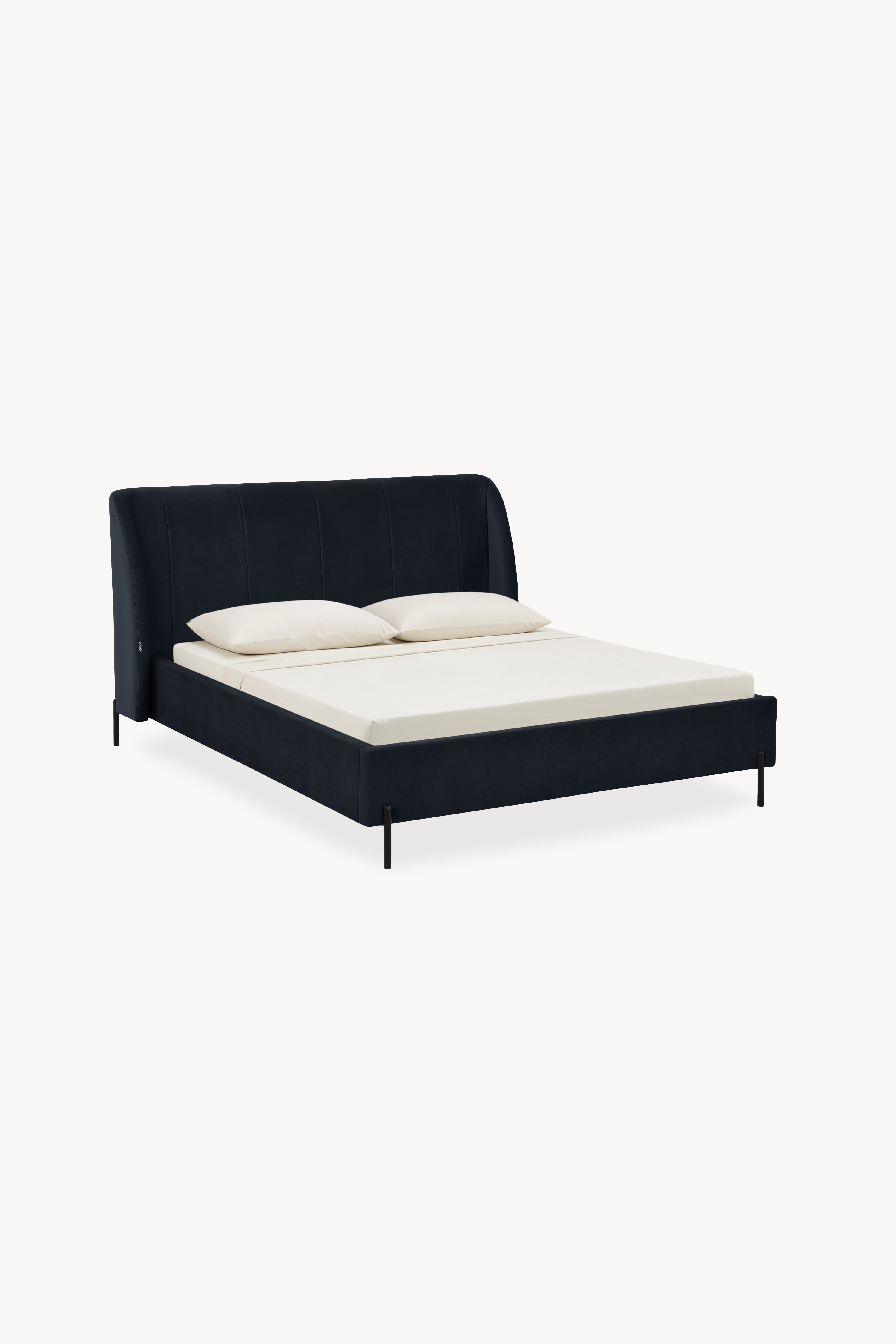 Lit queen size rembourré Greta 160x200 cm, Bleu nuit