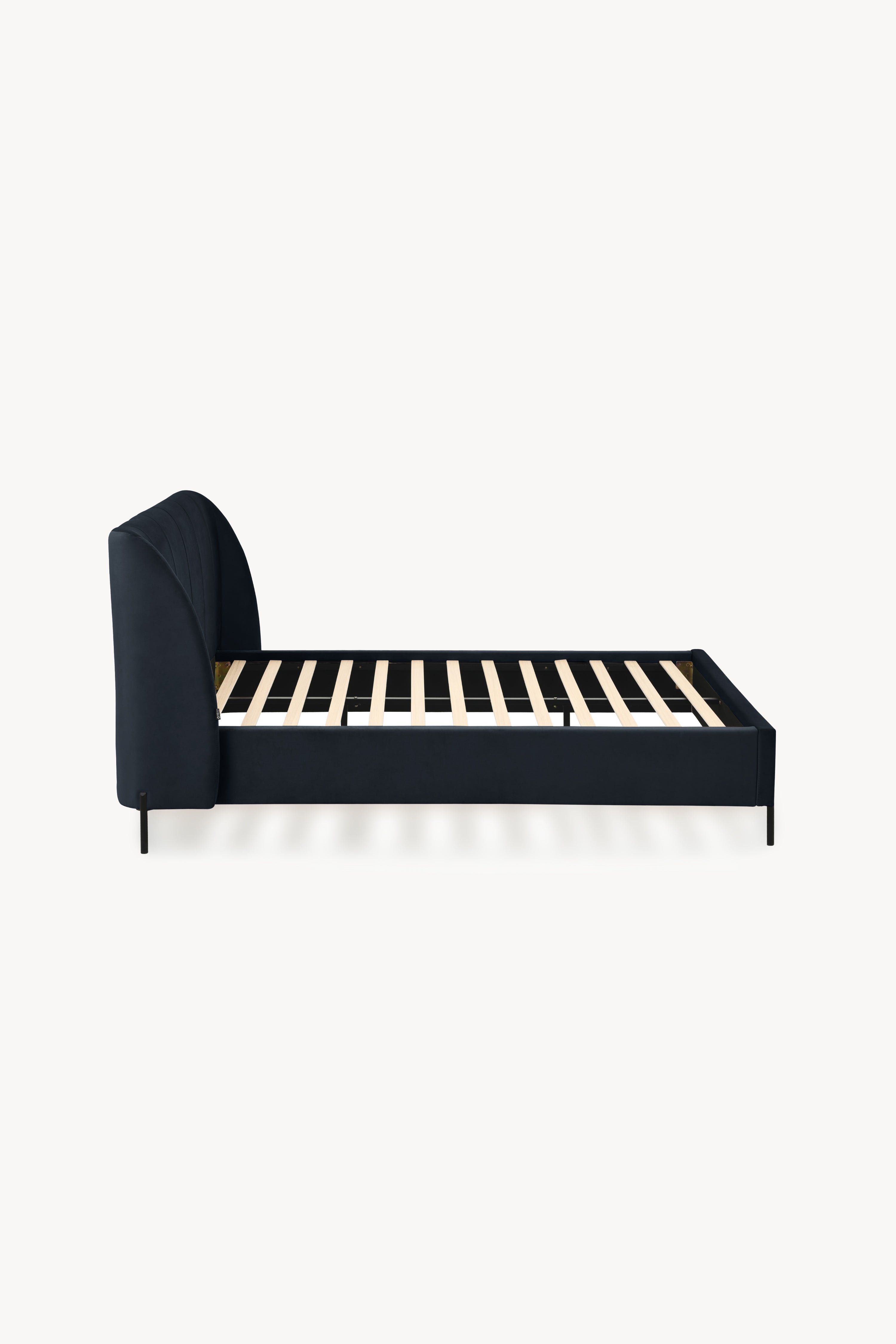 Lit double rembourré Greta pour matelas 160x200 cm, Bleu nuit - Image de détail 7