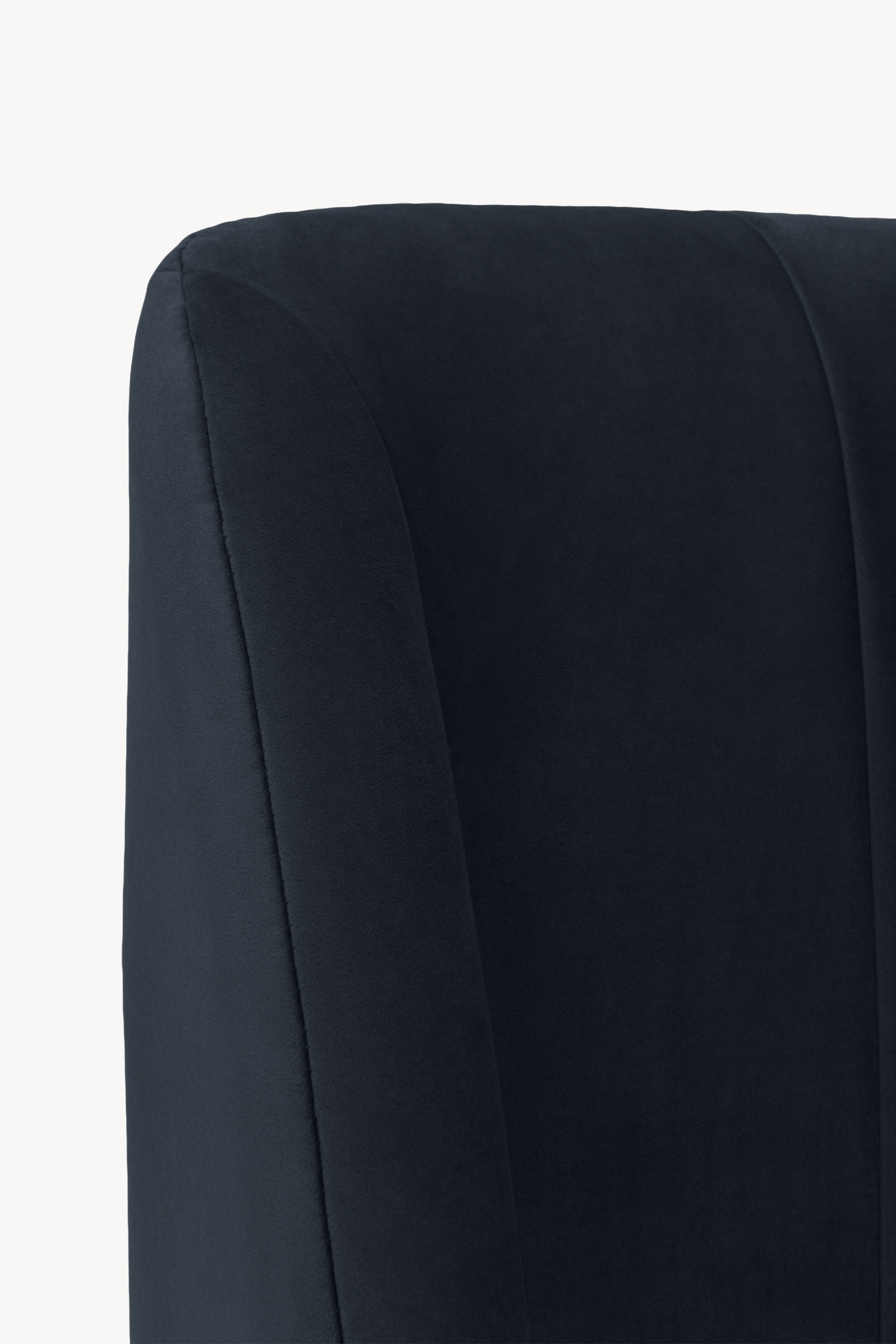 Lit double rembourré Greta pour matelas 160x200 cm, Bleu nuit - Image de détail 5