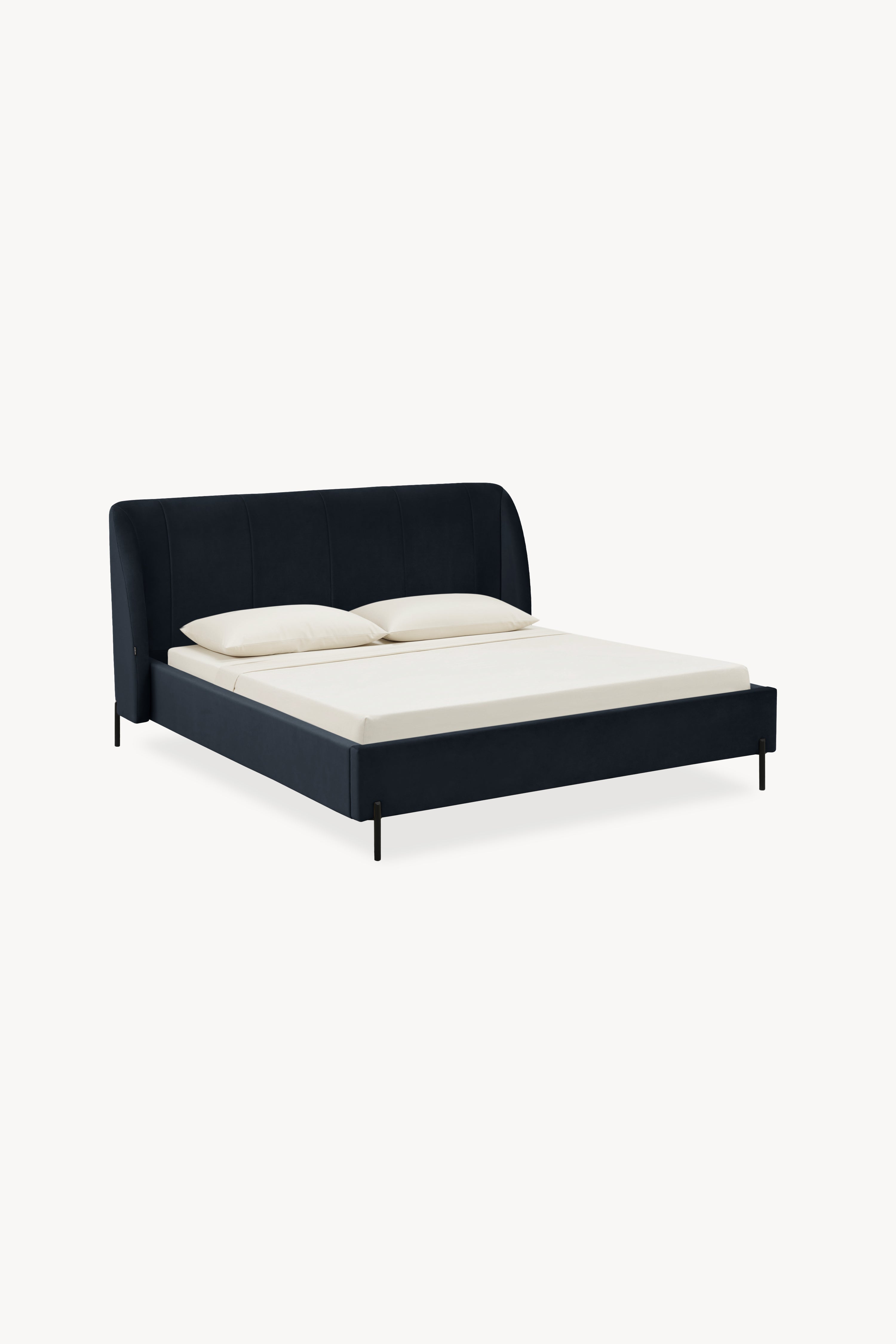 Lit king size rembourré Greta 180x200 cm, Bleu nuit