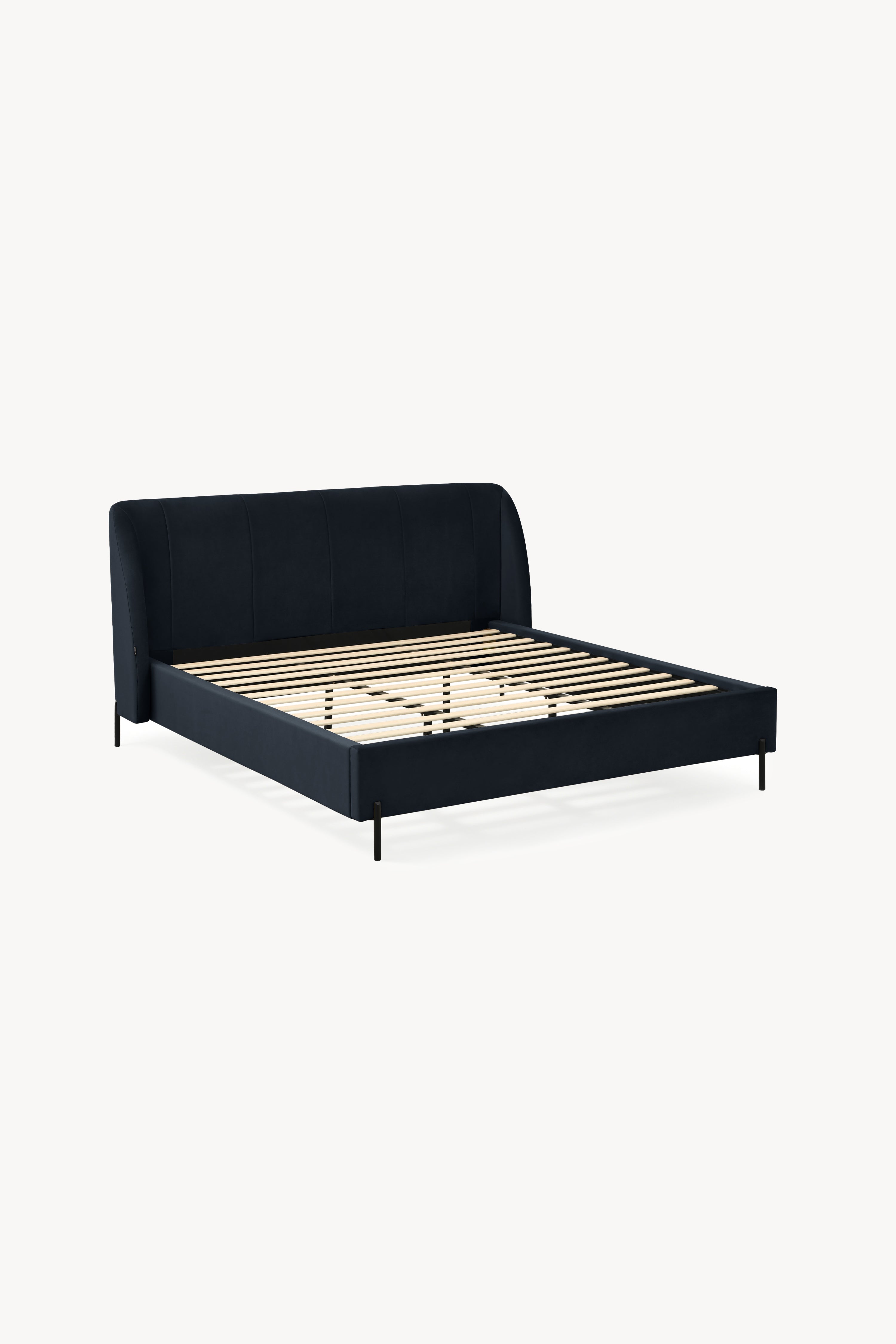 Lit king size rembourré Greta 180x200 cm, Bleu nuit - Image principale