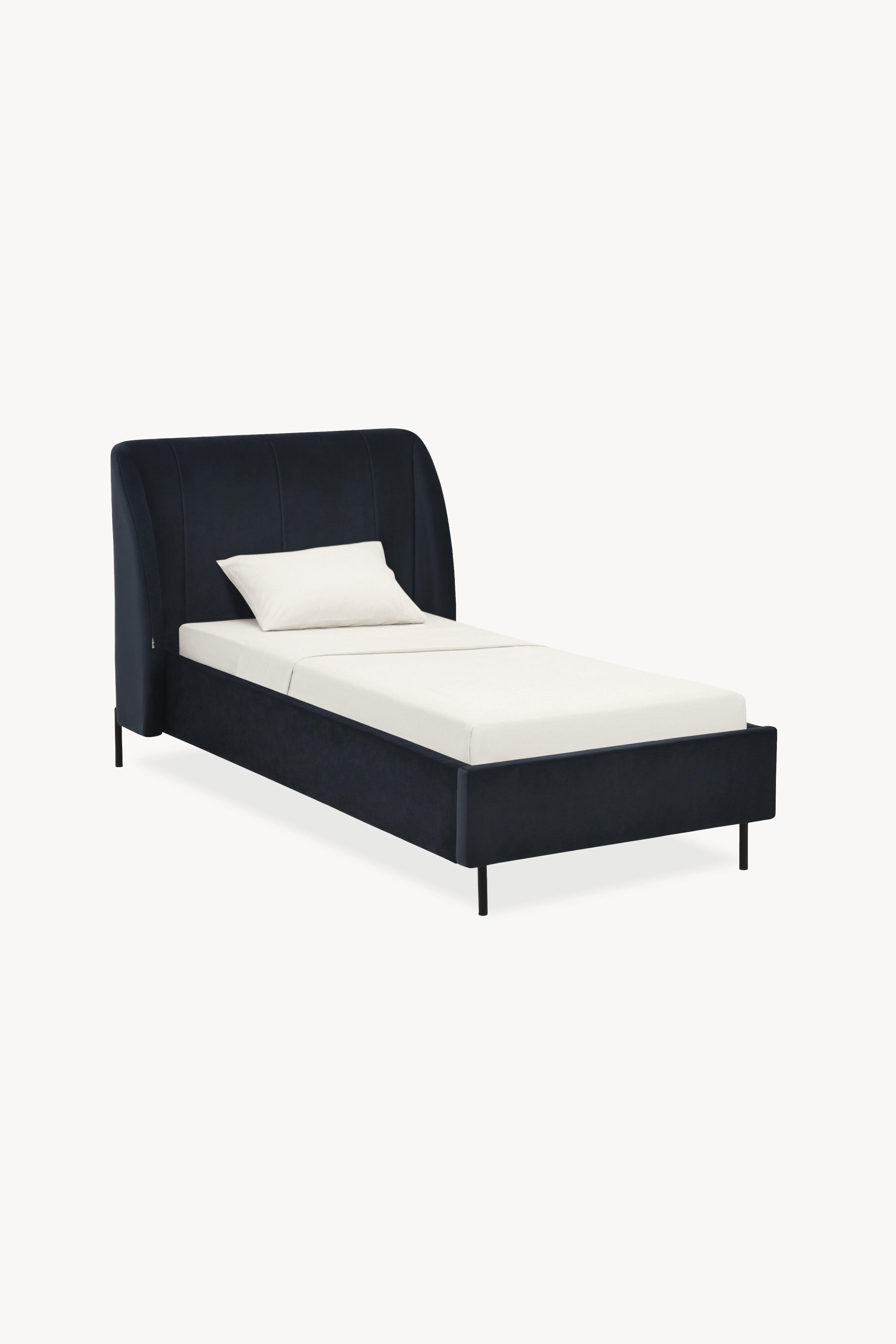 Gepolstertes Einzelbett Greta für Matratze 90x200 cm, Nachtblau