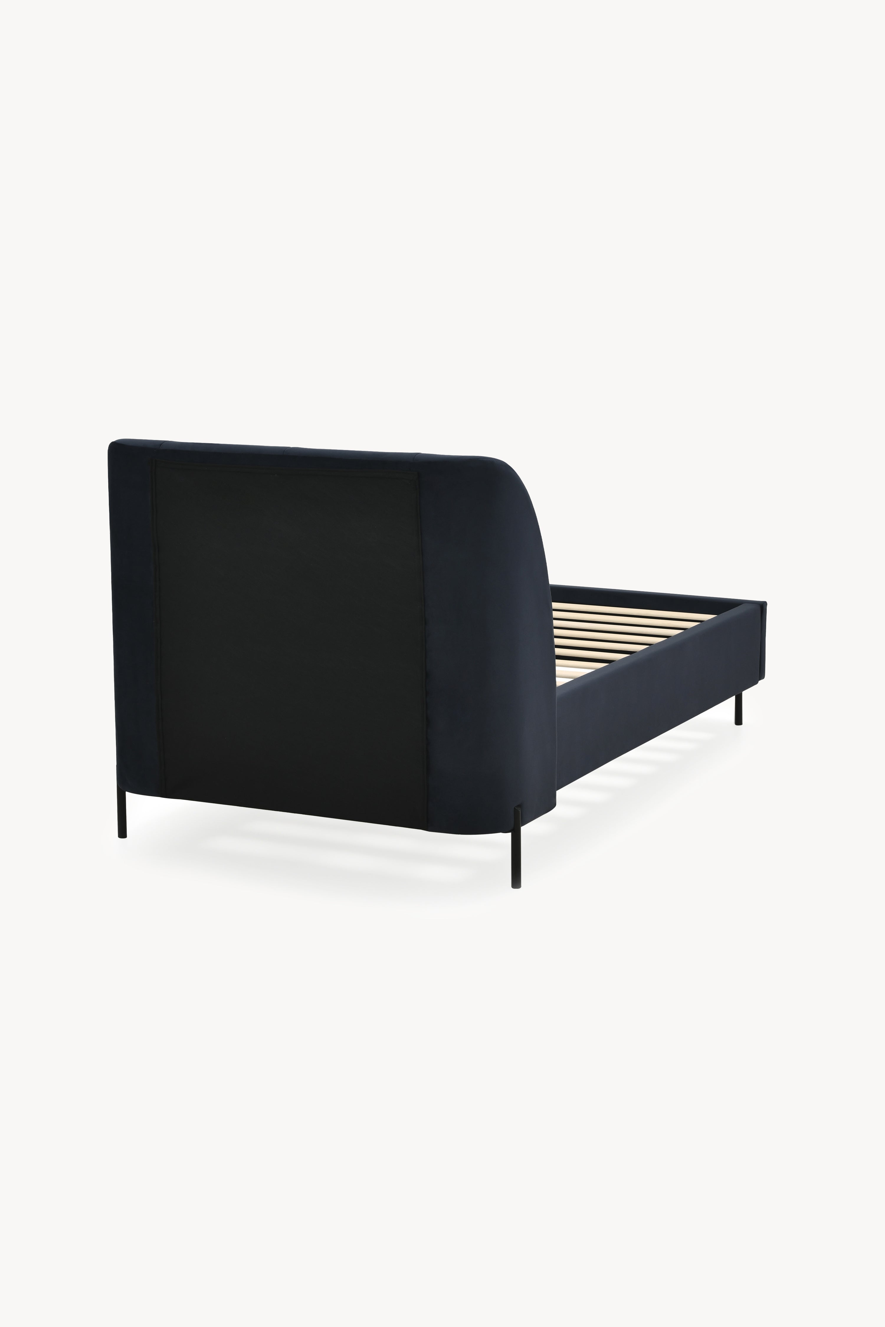 Greta upholstered single bed, 90x200 cm, Midnight Blue - Detail image 8