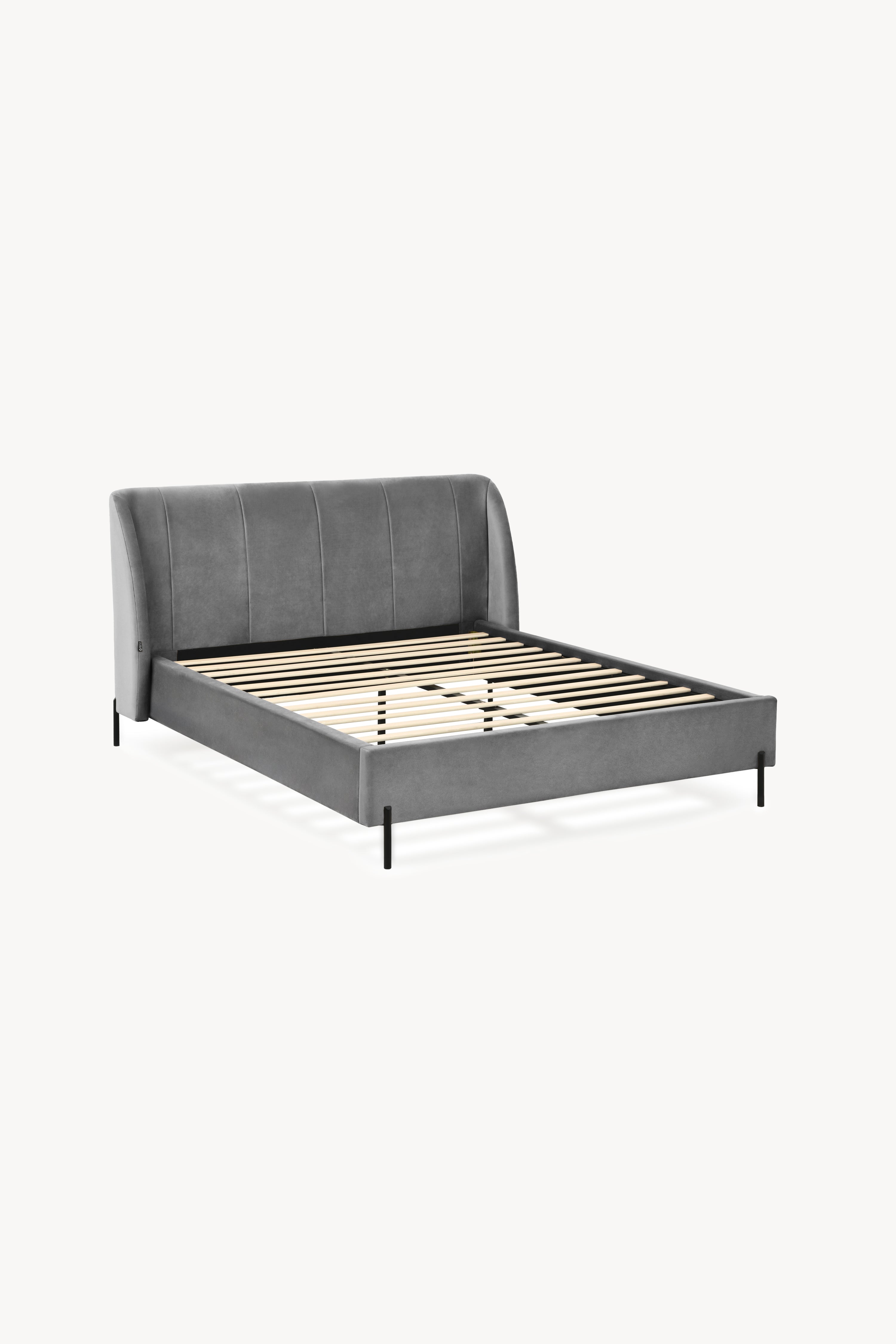 Gepolstertes Doppelbett Greta 160x200 cm, Braun - Hauptbild