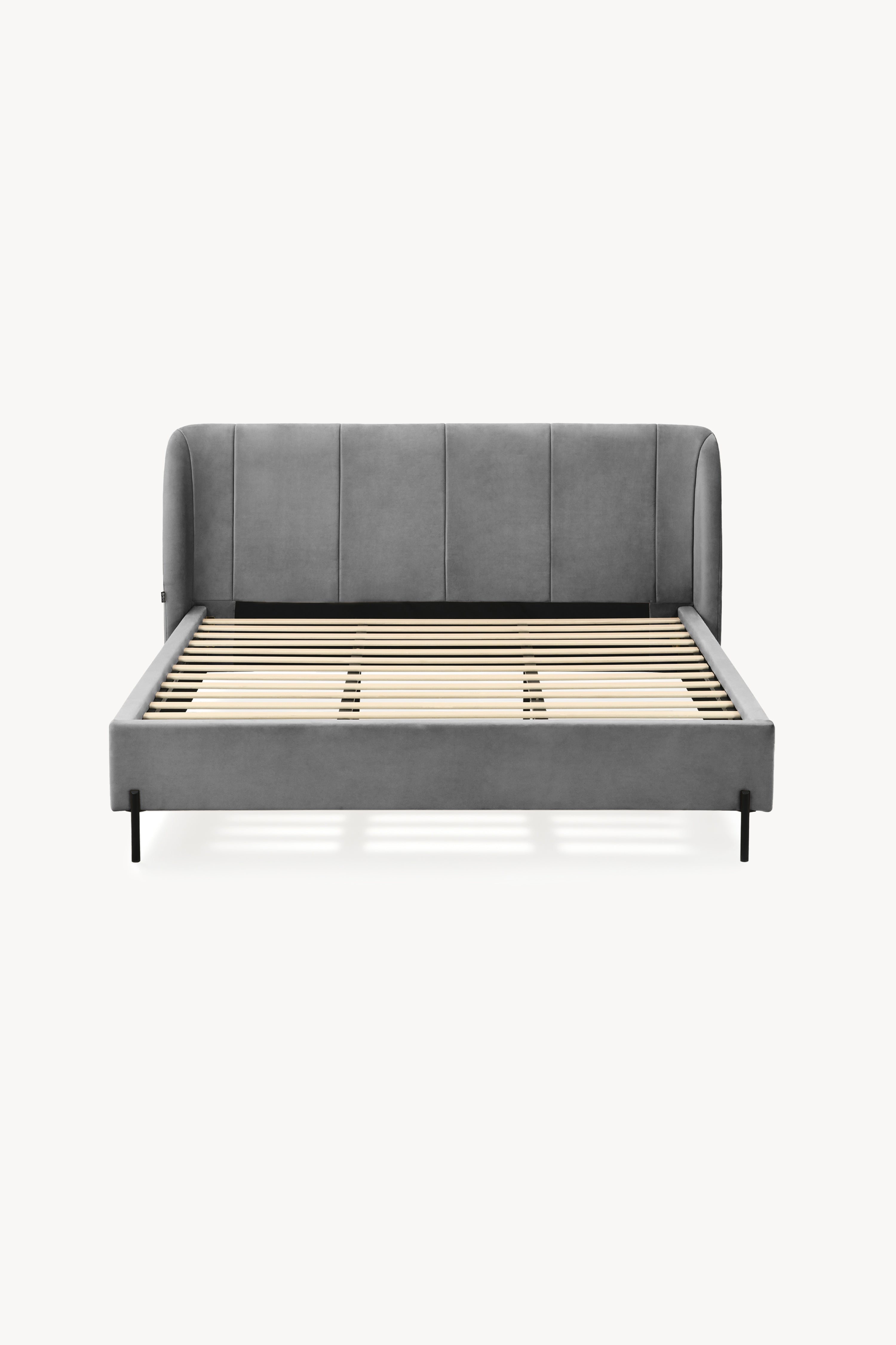 Cama matrimonial tapizada Greta 180x200 cm, Gris Humo