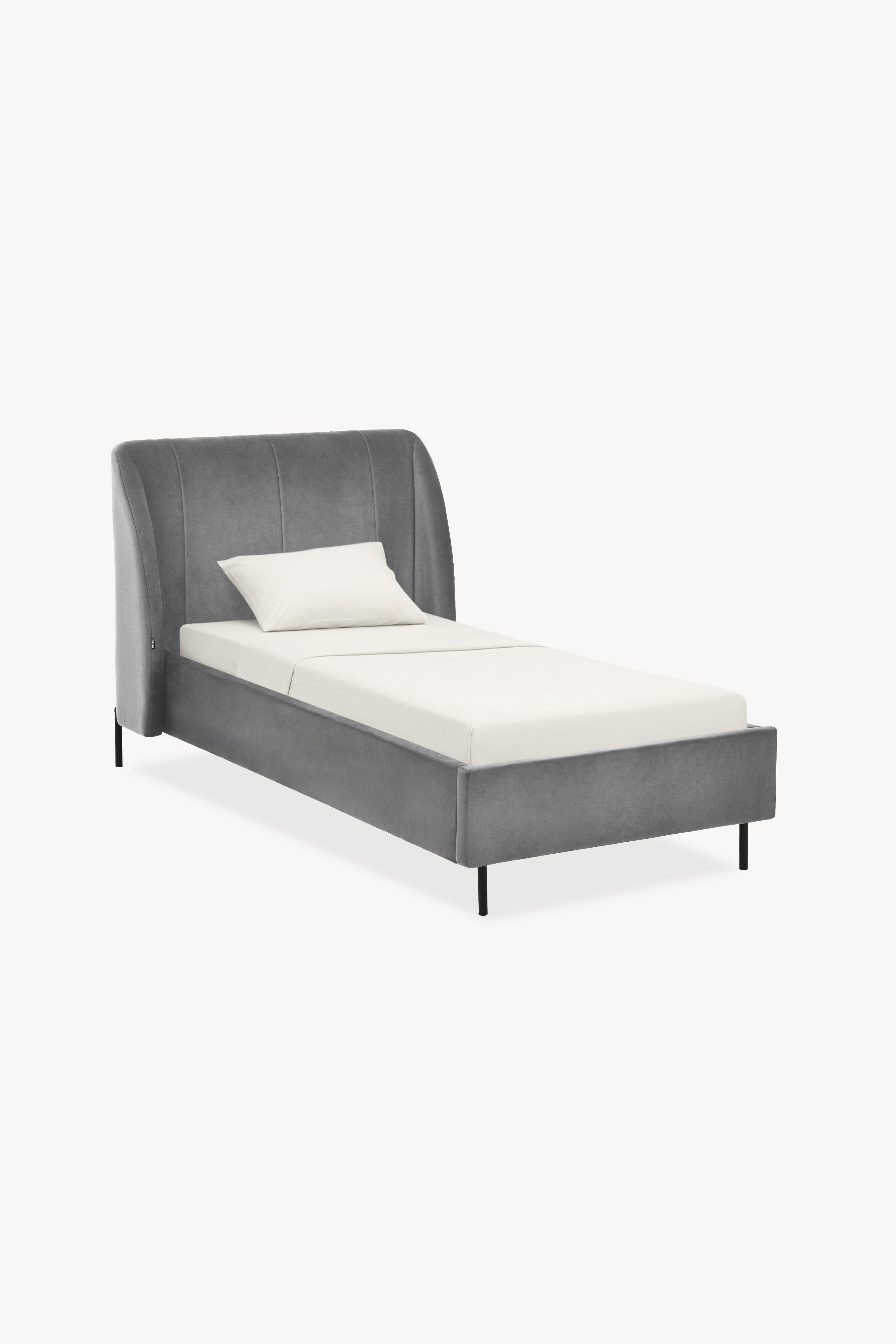 Padded single bed Greta for mattress 90x200 cm, Smoke Grey - Detail image 1