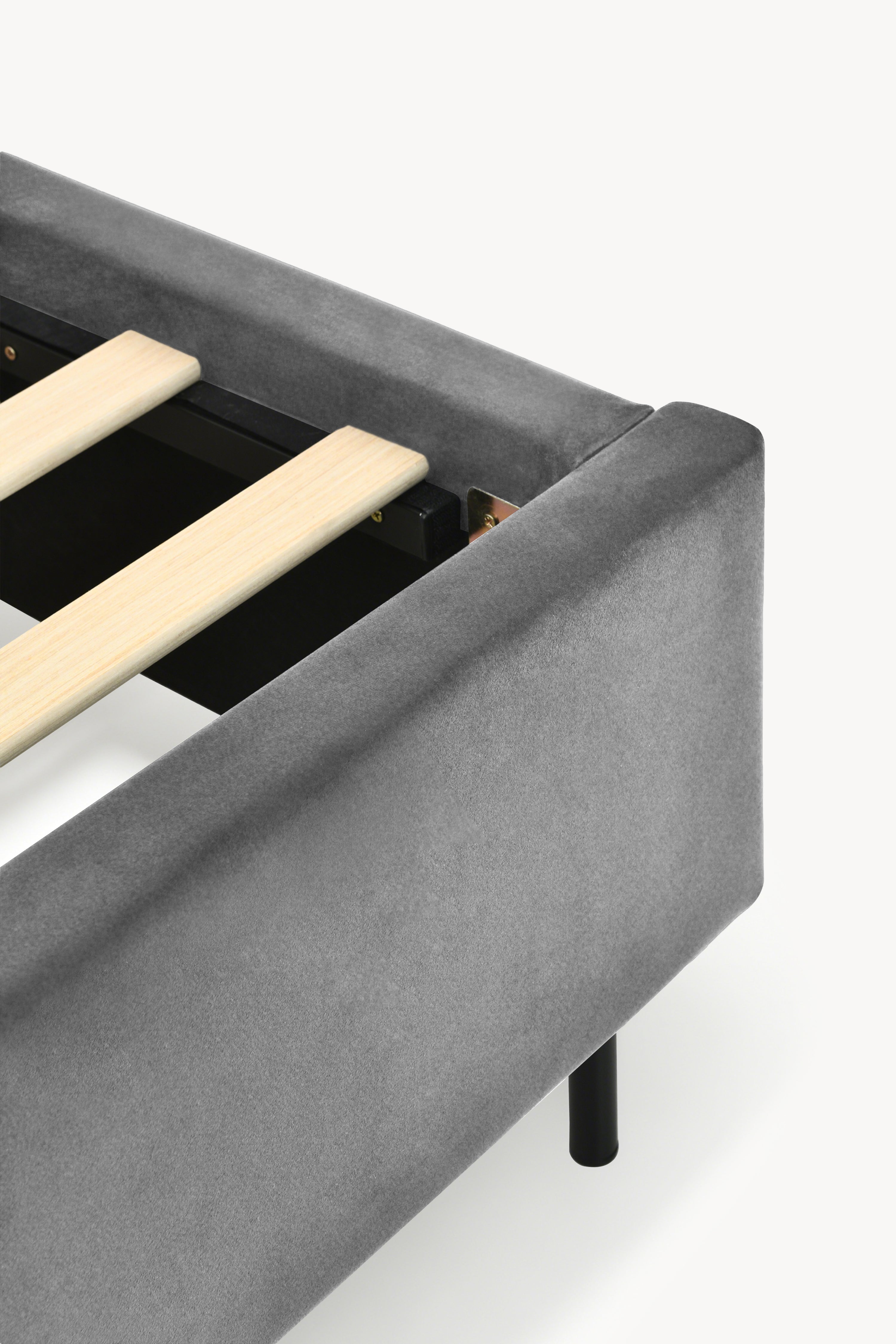 Padded single bed Greta for mattress 90x200 cm, Smoke Grey - Detail image 3