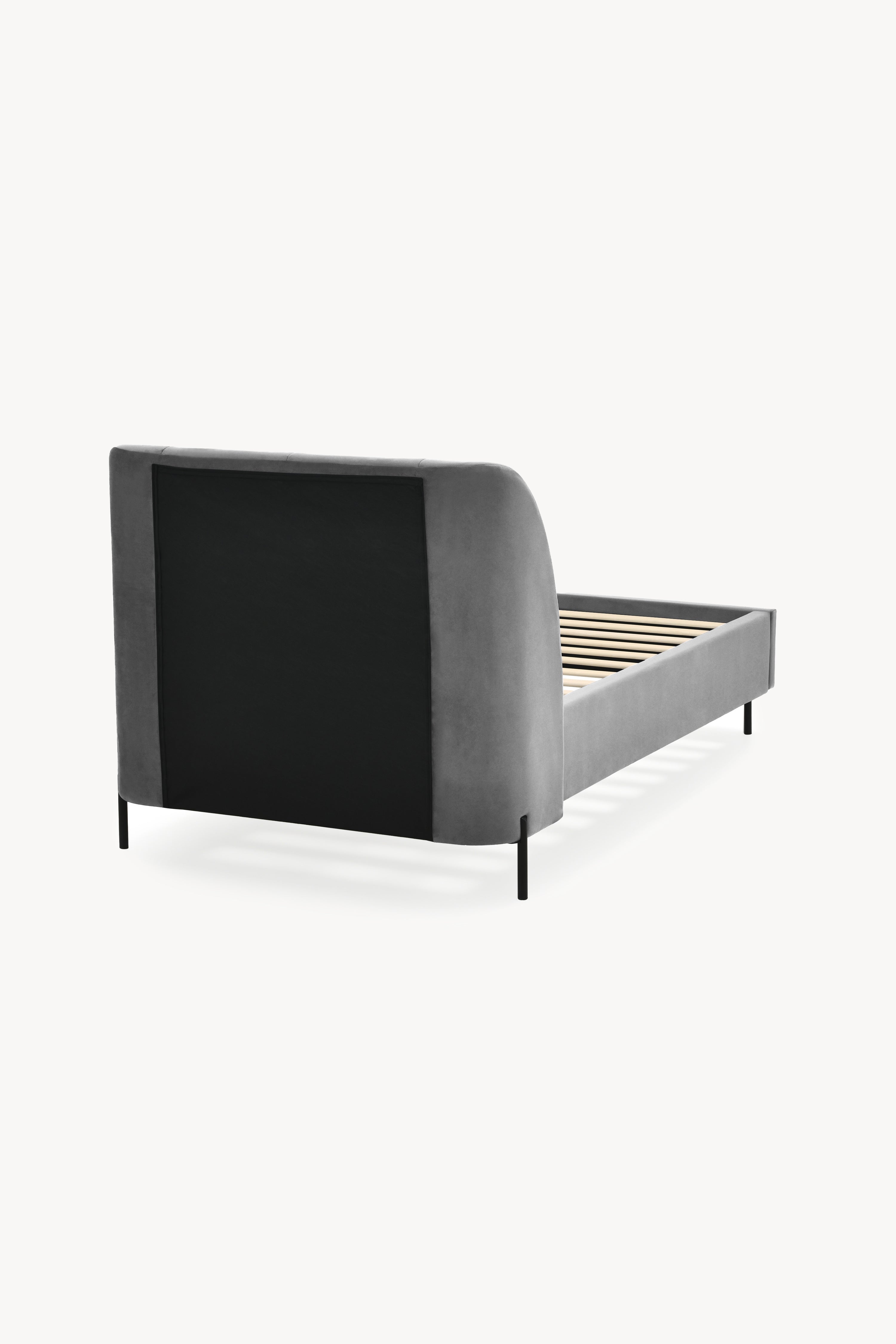 Greta upholstered single bed, 90x200 cm, Smoke Grey - Detail image 5