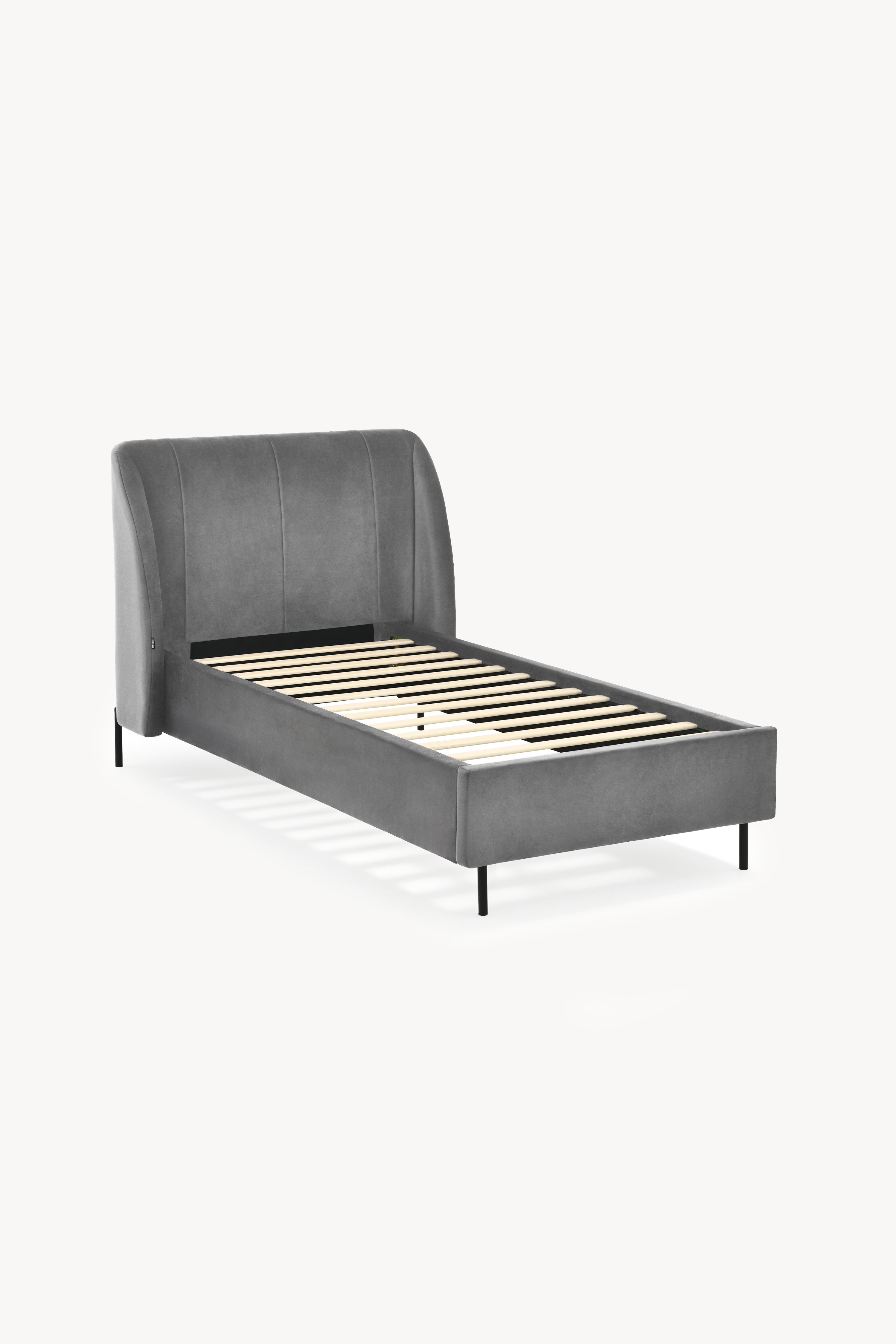 Lit simple rembourré Greta 90x200 cm, Gris Fumé