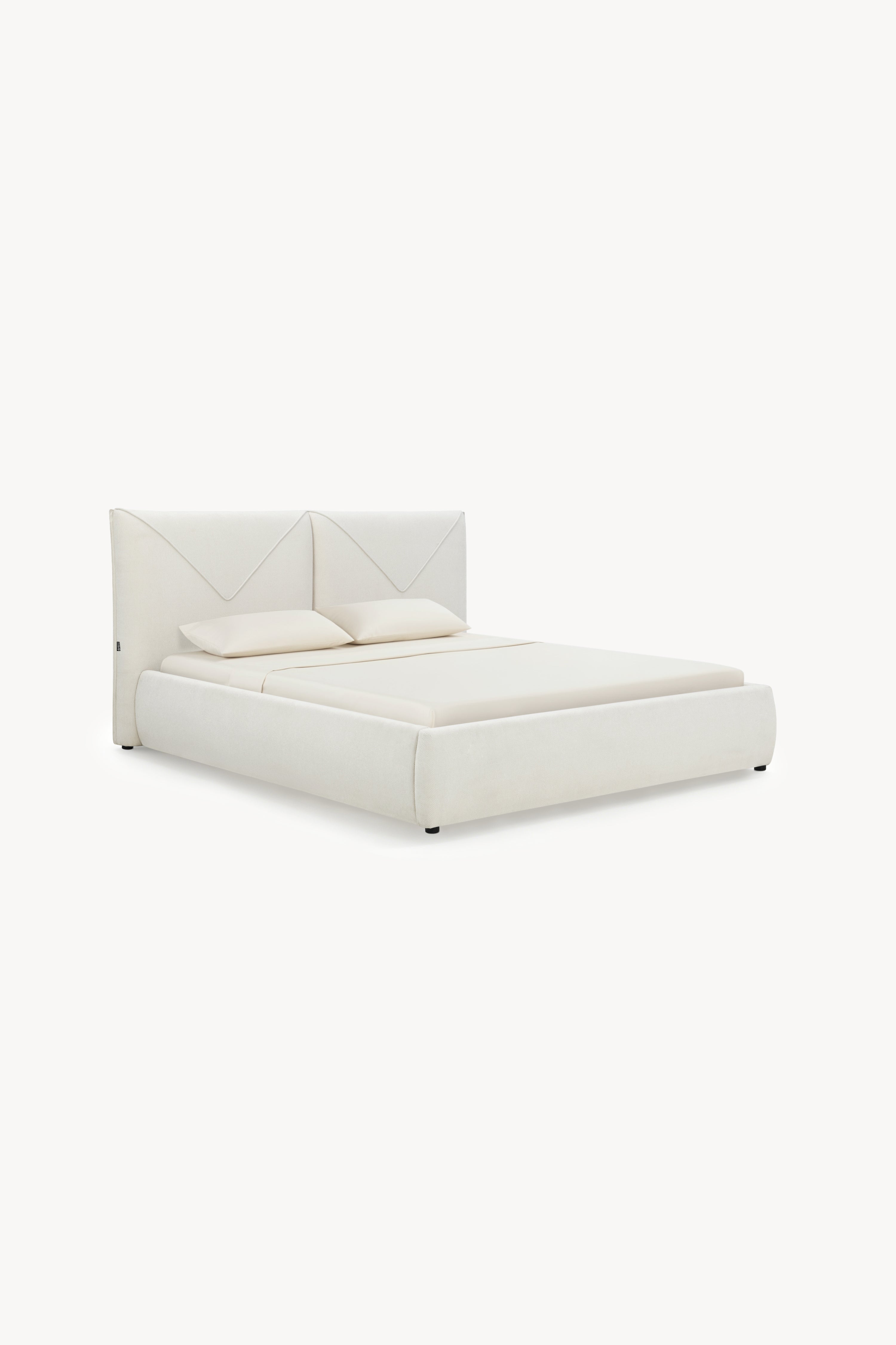 Lit king size à coffre Martino 180x200 cm, Blanc Laine