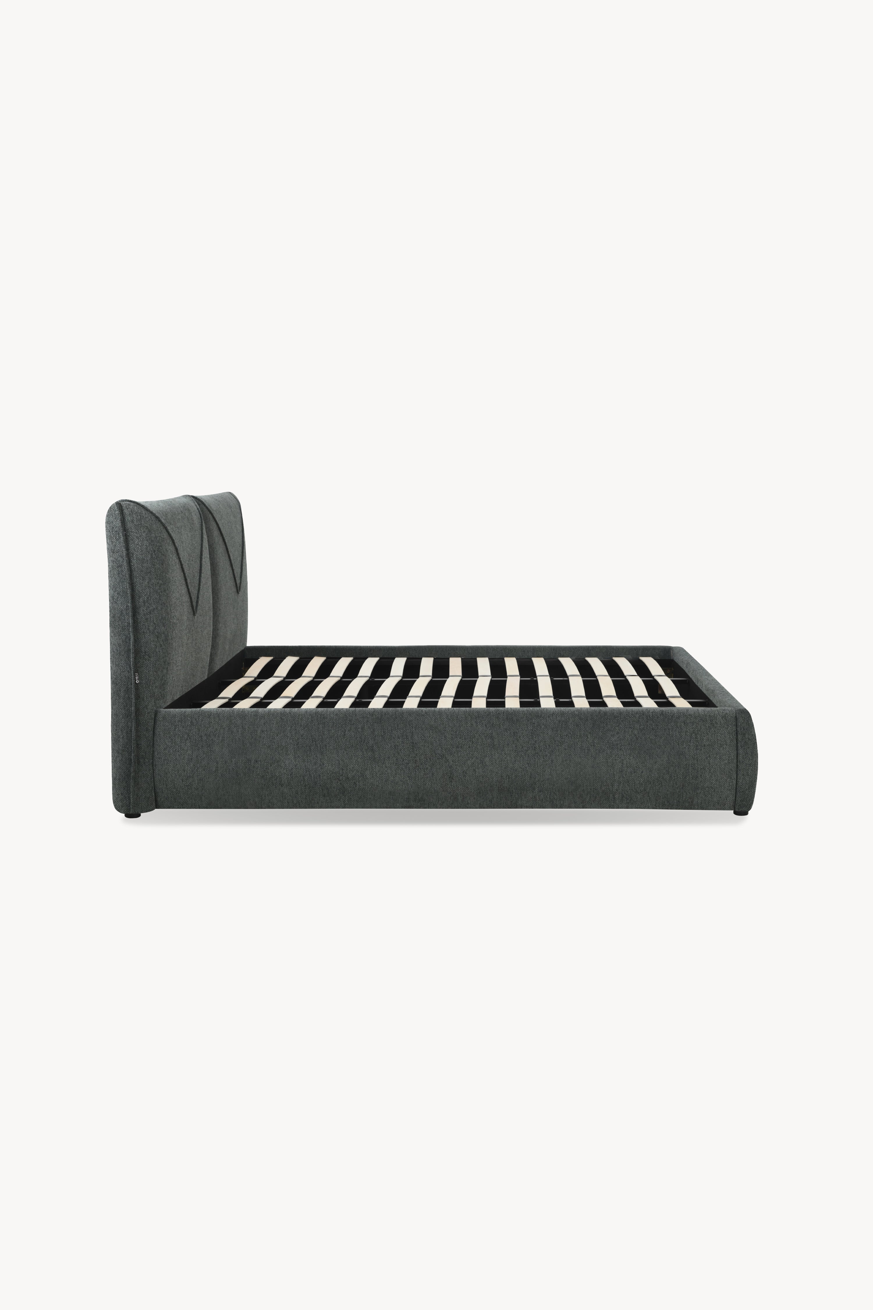 Double bed with storage Martino for mattress 180x200 cm, Grey - Detail image 2