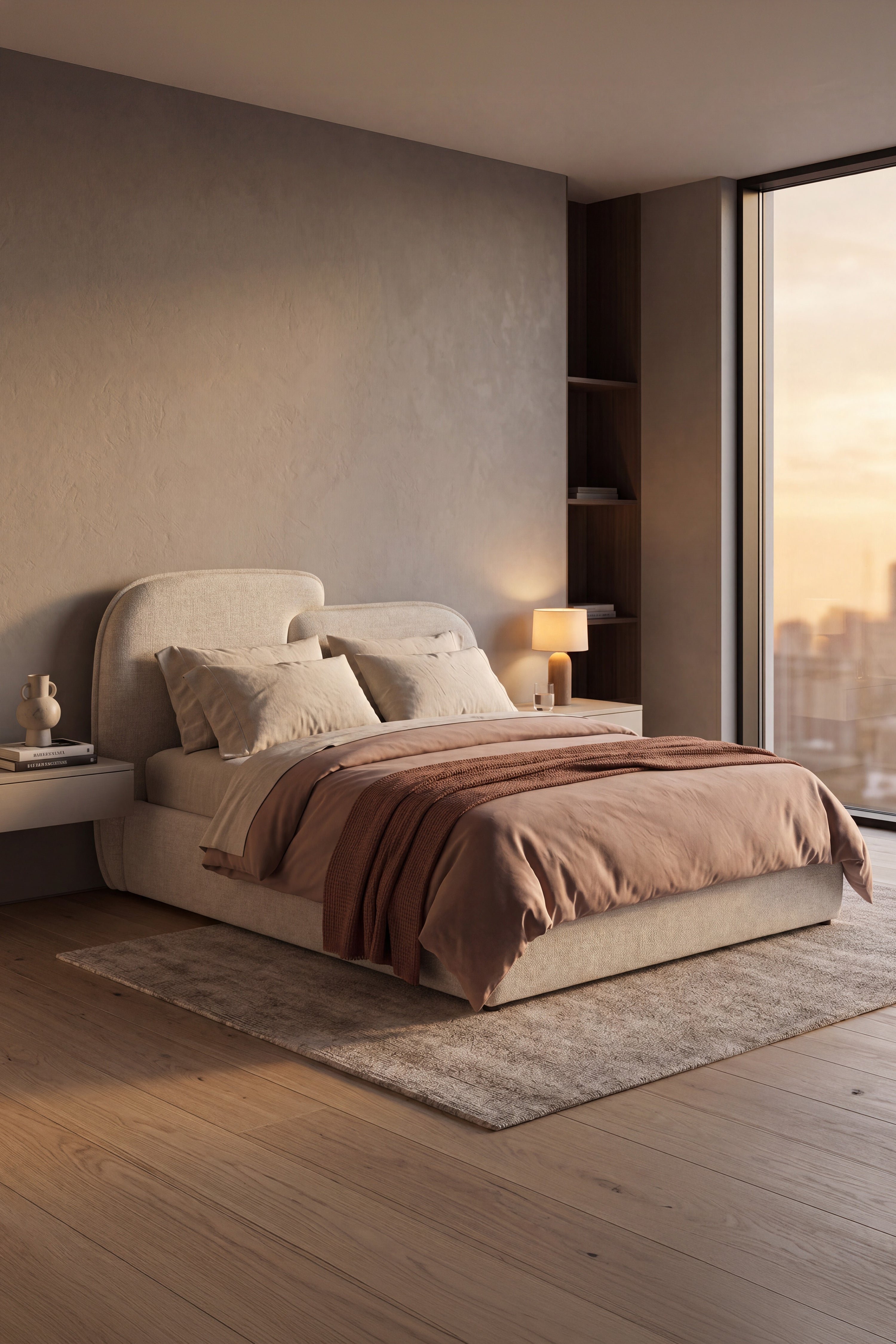 Double bed with storage Olivia for mattress 160x200 cm, Sand - Set image 1