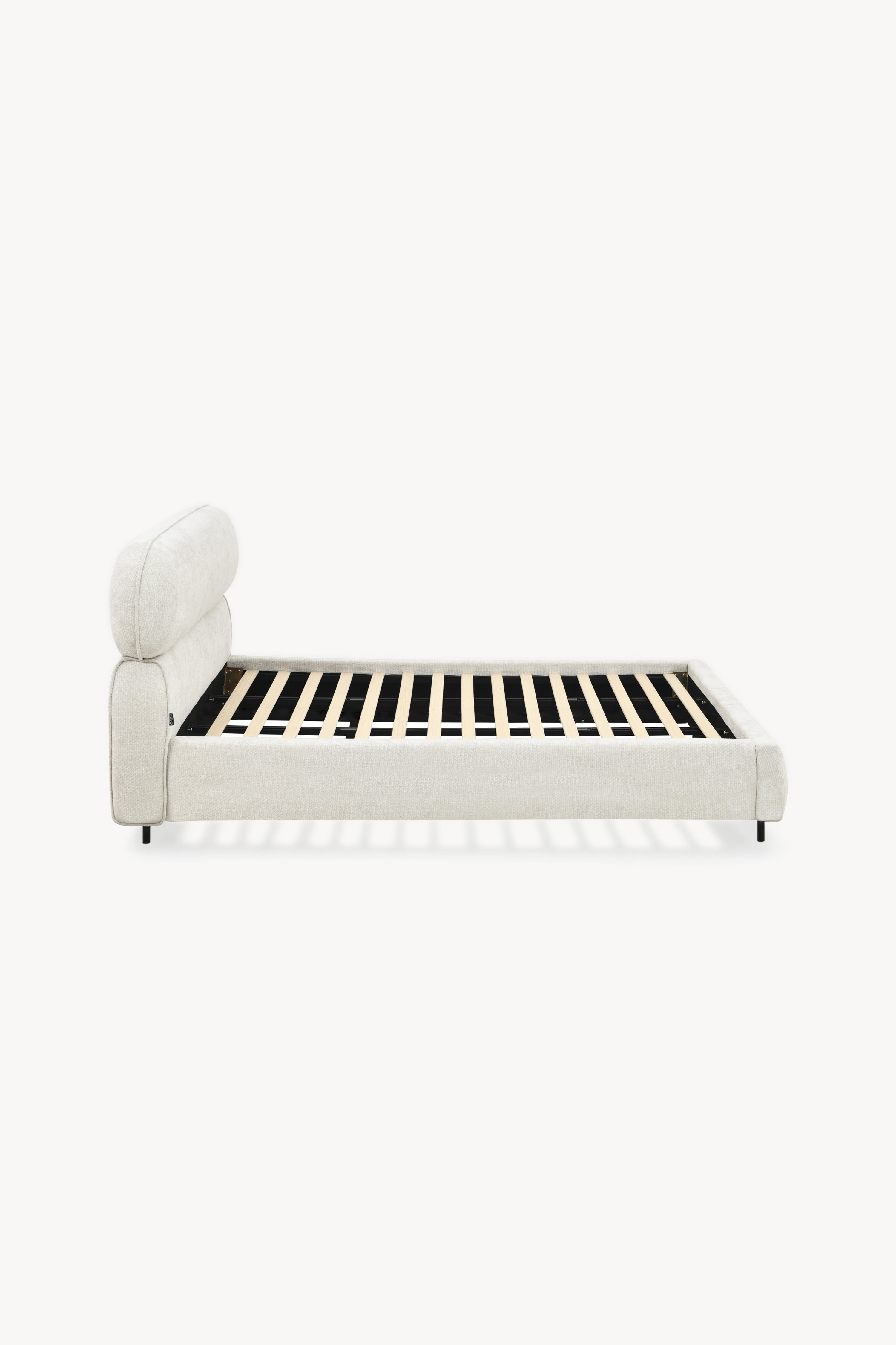 Lit double rembourré Rossella pour matelas 180x200 cm, Blanc Cendré - Image de détail 2