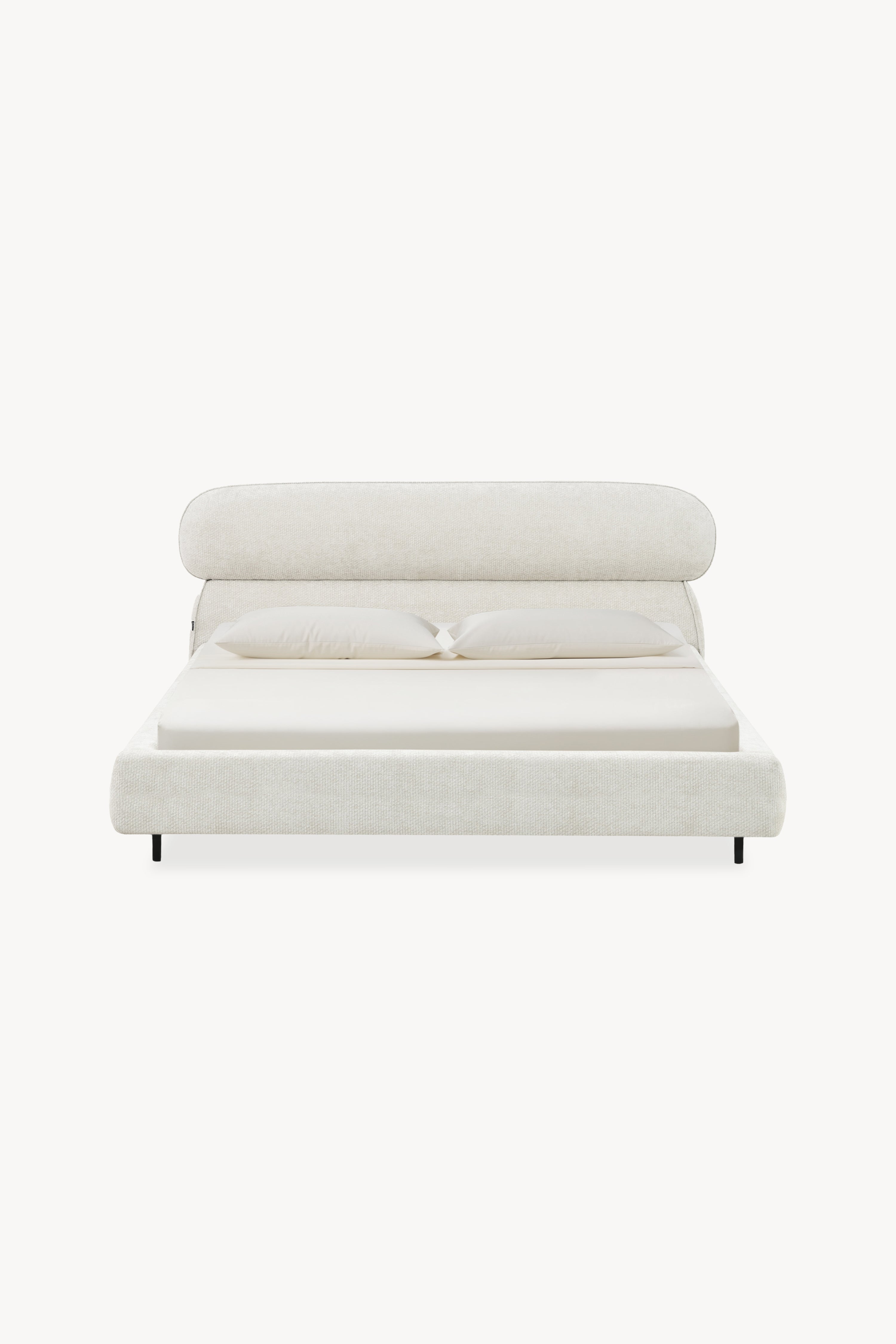 Lit double rembourré Rossella pour matelas 180x200 cm, Blanc Cendré - Image principale