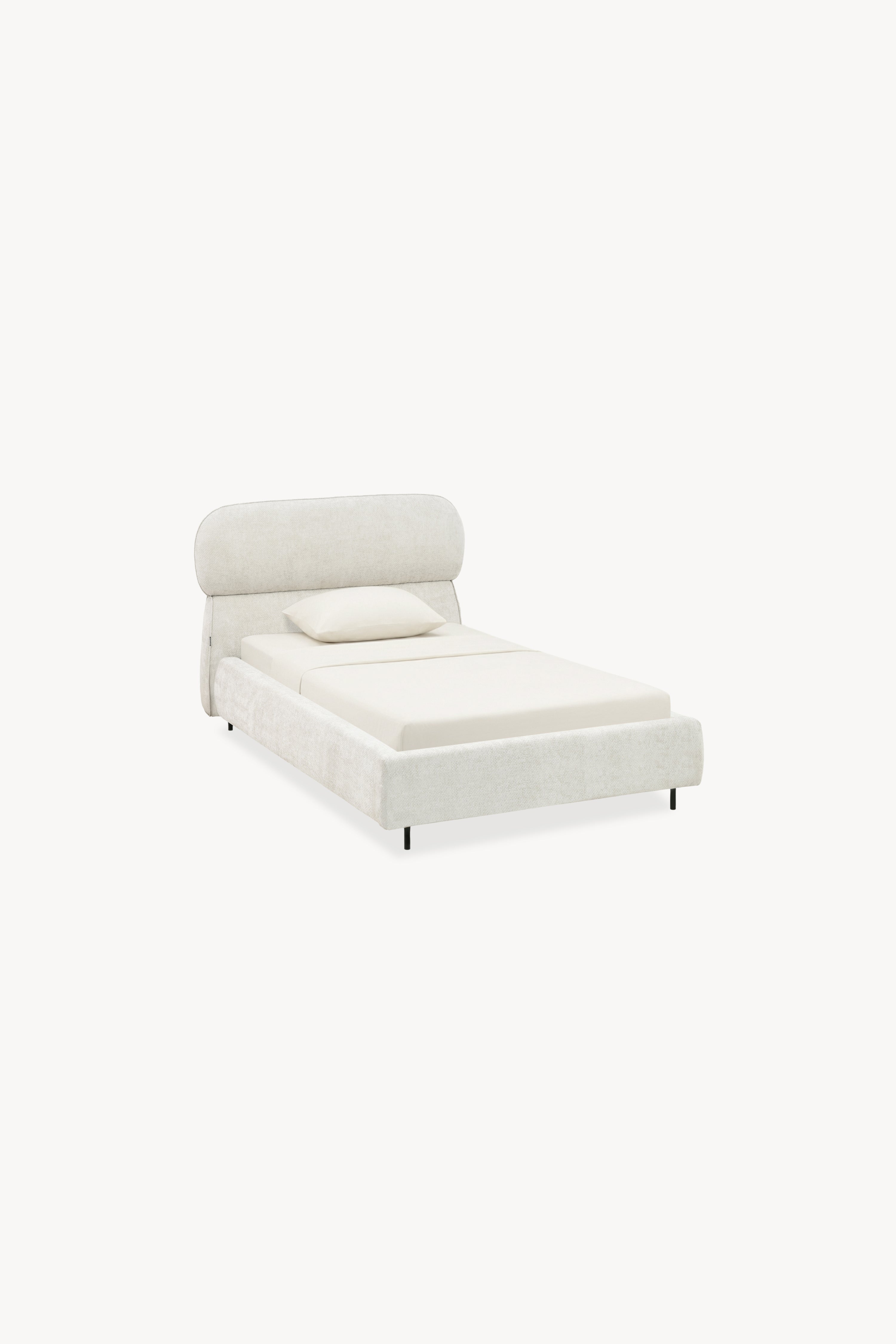 Lit simple rembourré Rossella pour matelas 90x200 cm, Blanc Cendré - Image de détail 1