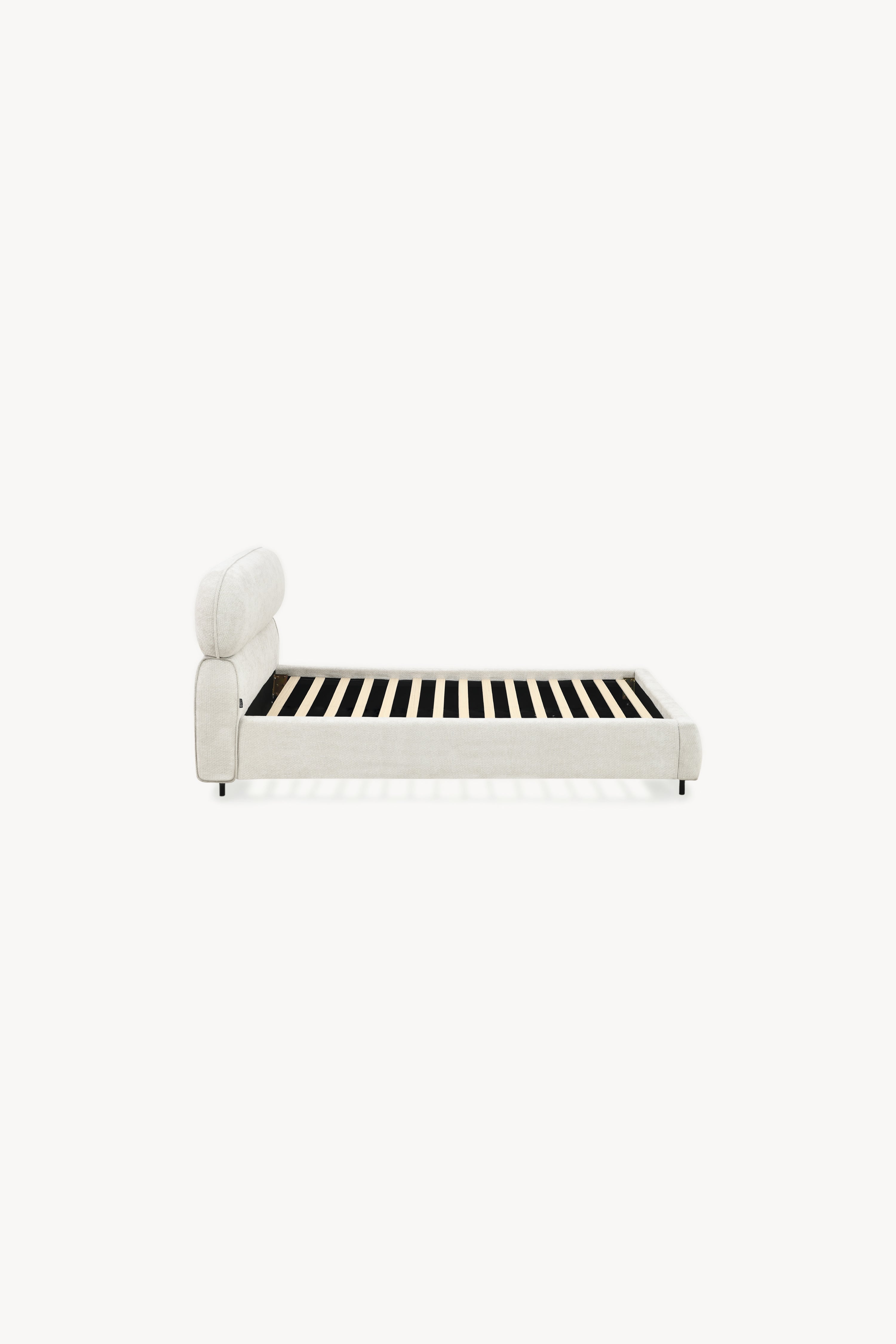 Lit simple rembourré Rossella pour matelas 90x200 cm, Blanc Cendré - Image de détail 2